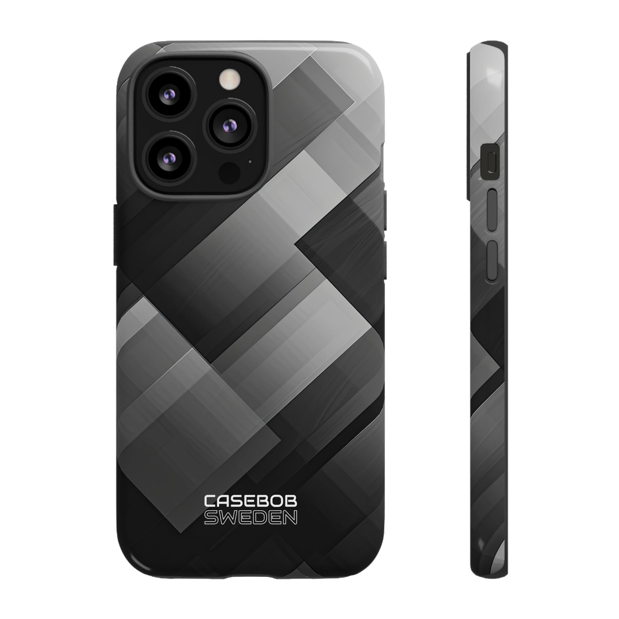 Grayscale Geometric Layers iPhone 13 - Tough