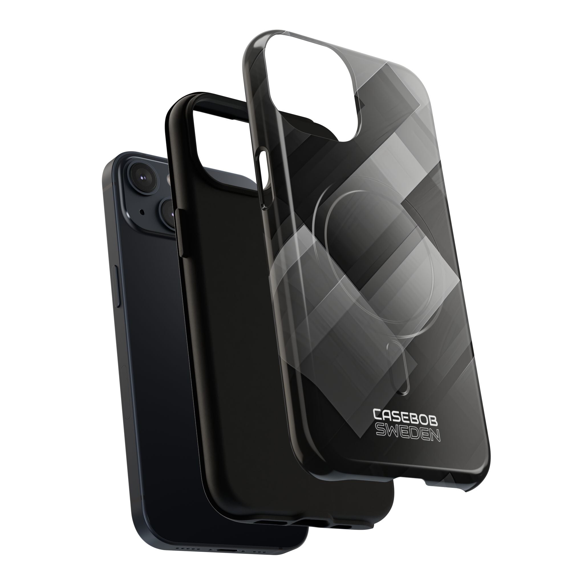 Grayscale Geometric Layers iPhone 14 - Tough+