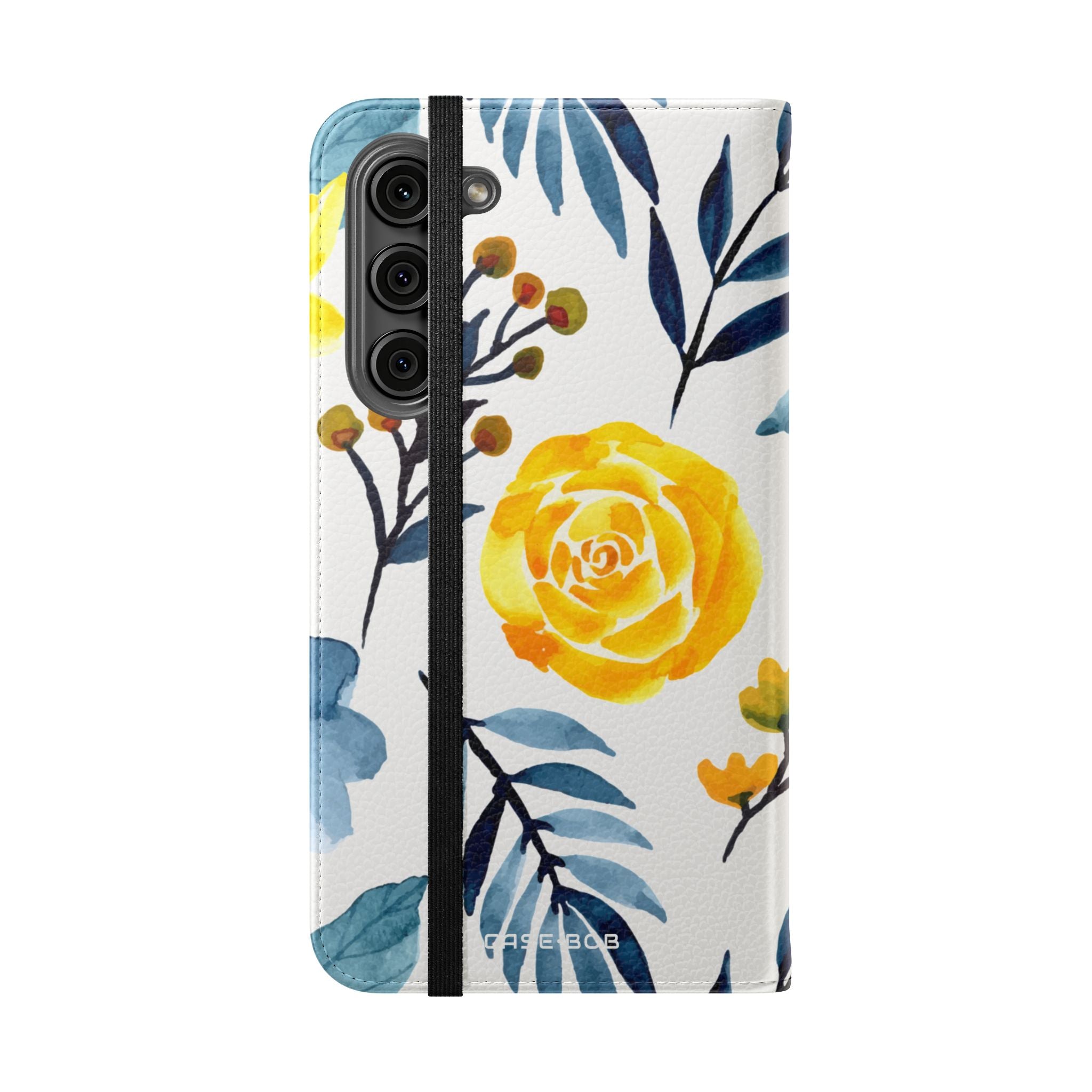 Keltainen sininen kukkaloisto - Samsung S23+ -lompakkokotelo