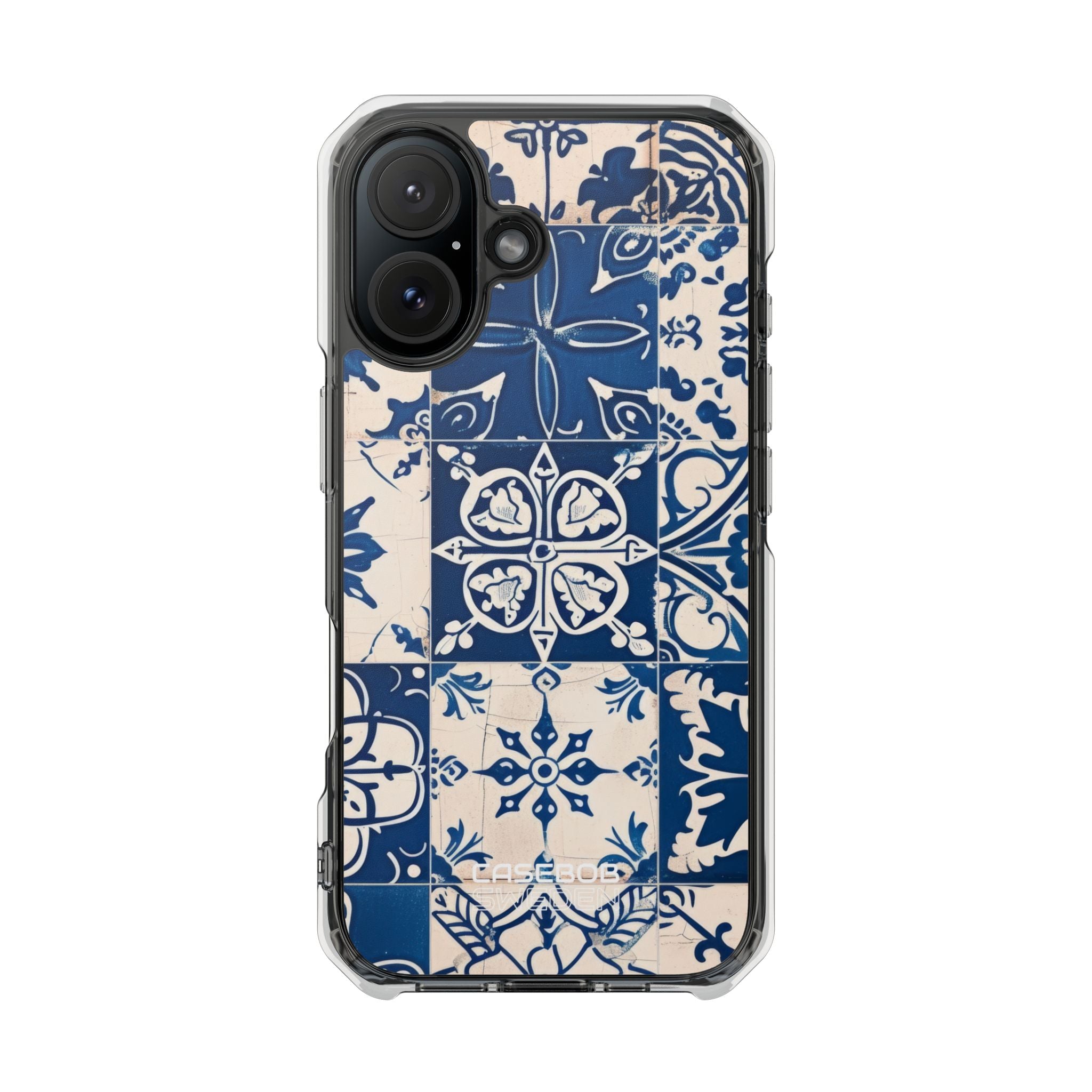 Ornate Blue Tiles iPhone 16 - Impact Clear+