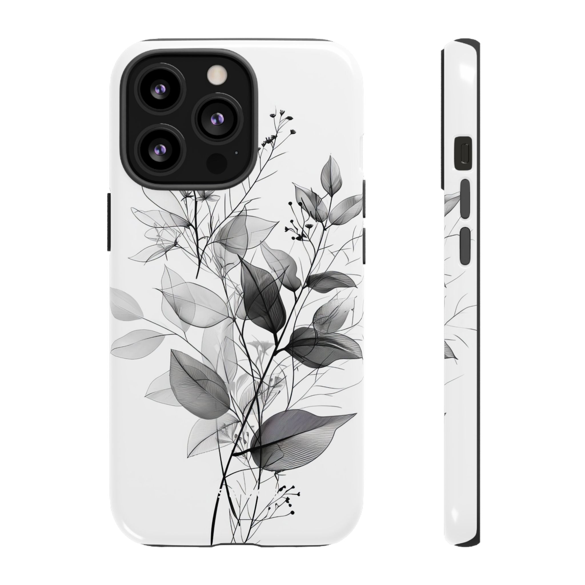 Veined Leaves Gray iPhone 13 Pro Case - Tough