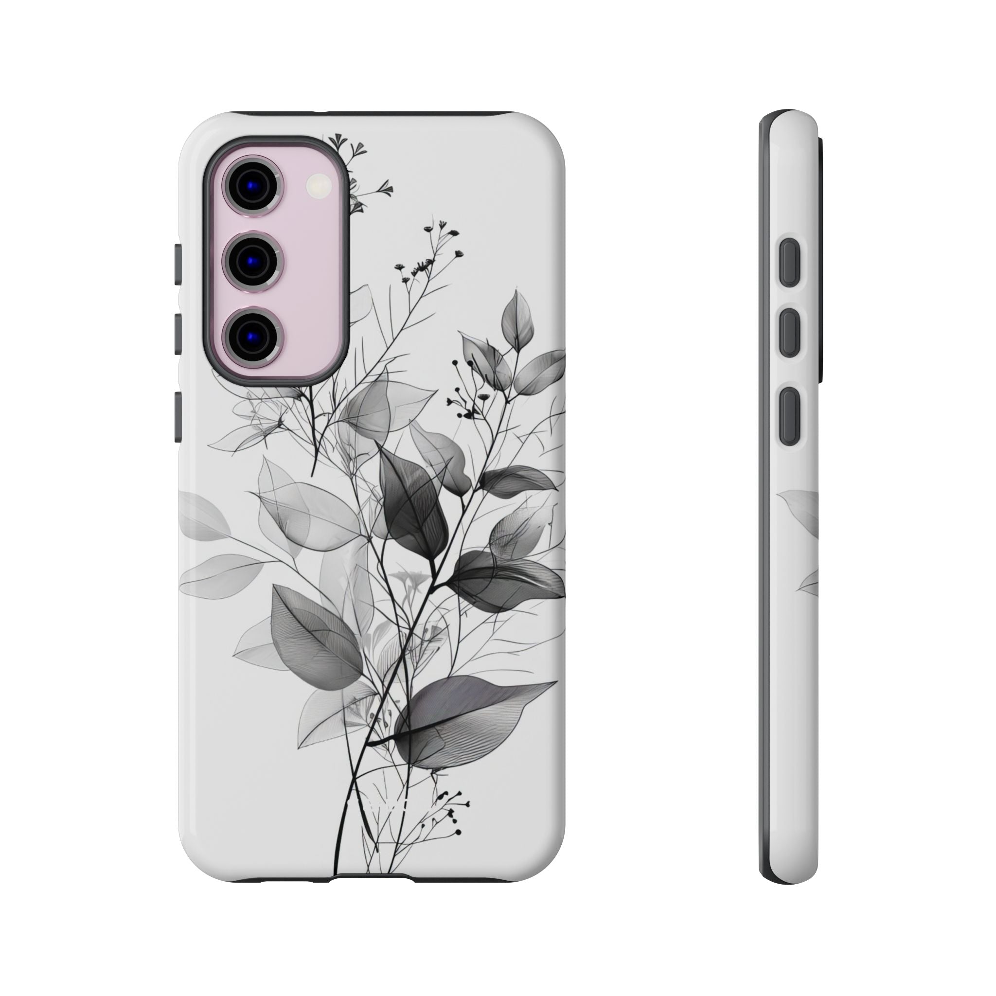 Veined Leaves Gray Samsung S23 Plus Case - Tough