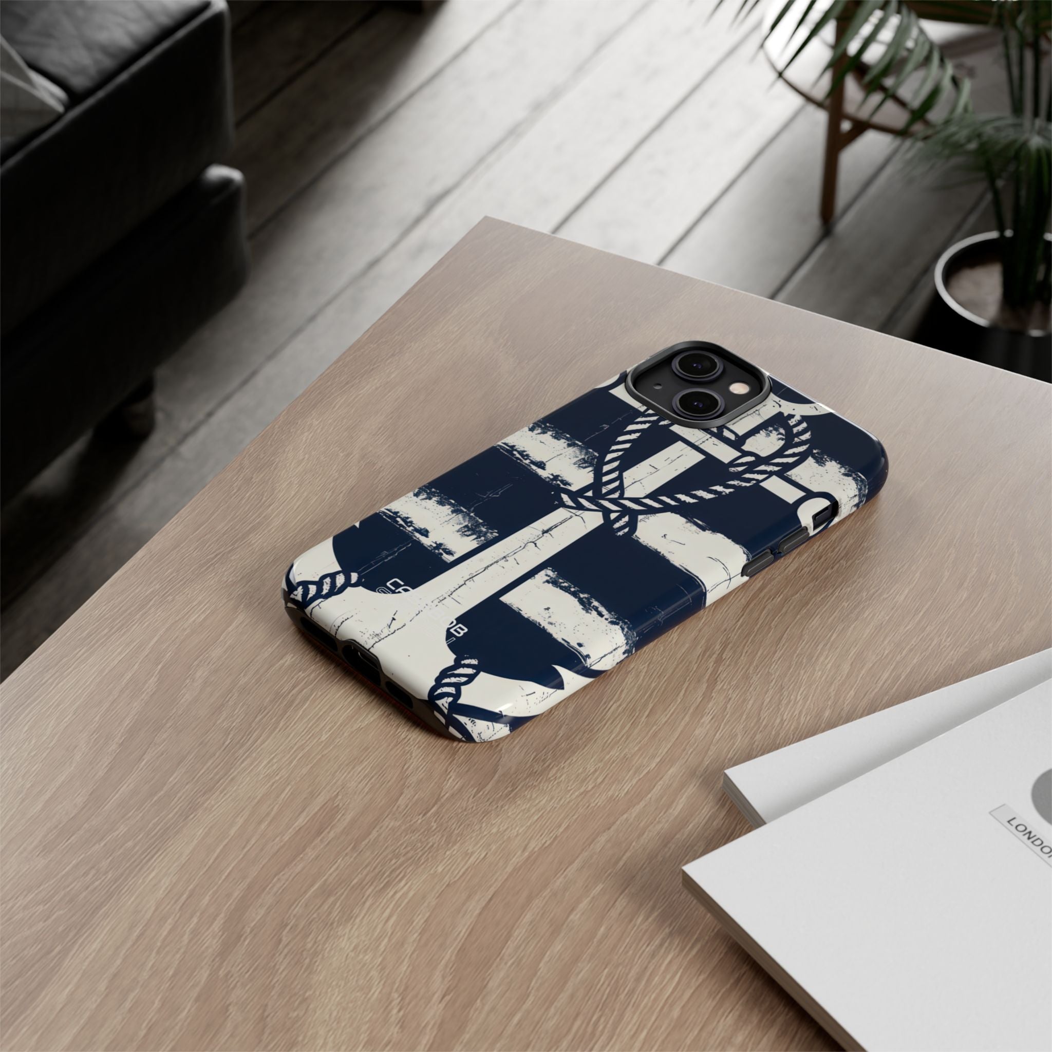 Strisce con ancora blu navy iPhone 14 - Tough