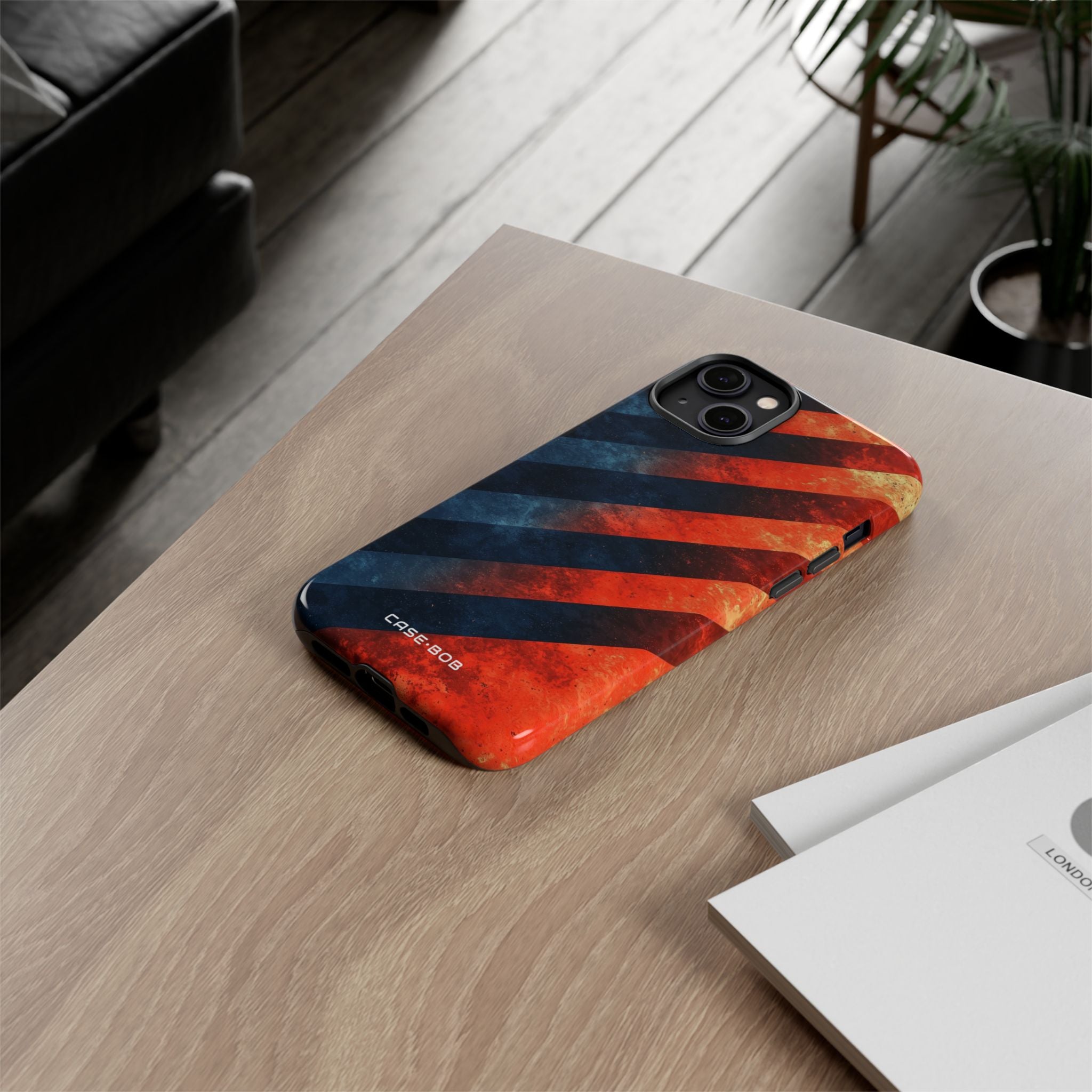 Diagonal Stripes Blaze iPhone 14 Plus Case - Tough
