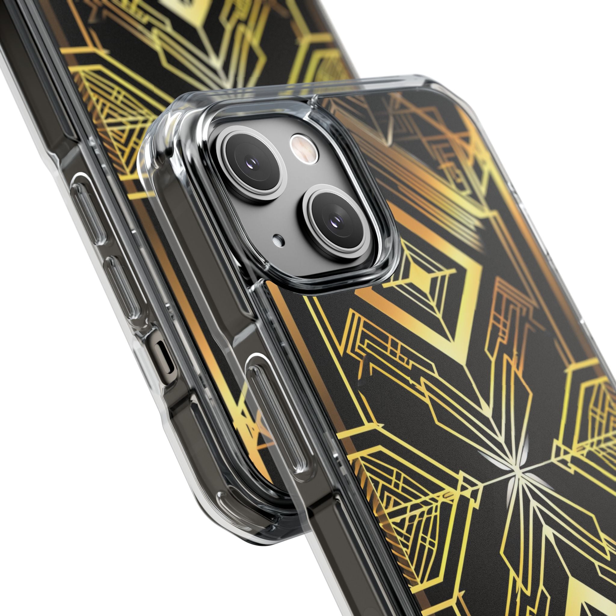 Golden Geometric Symphony iPhone 14 - Impact Clear+