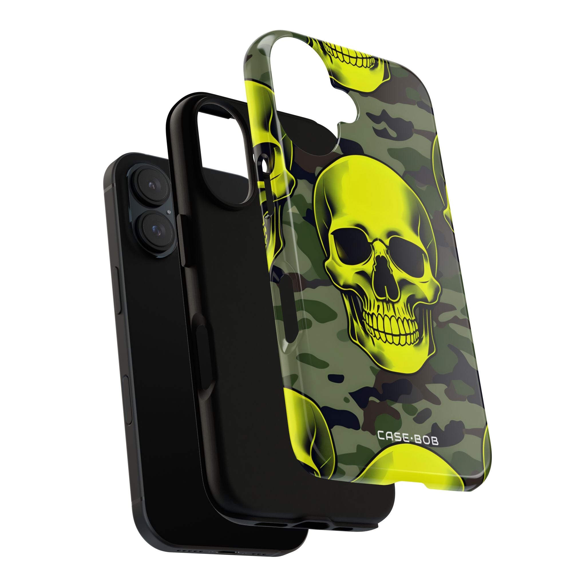 Neon Skull Camo iPhone 16 Pro Case - Tough