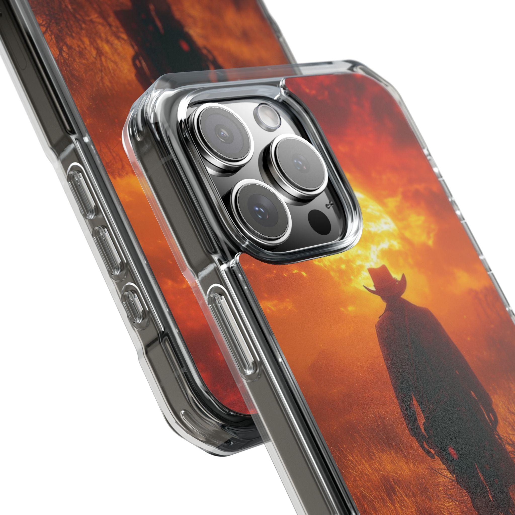 Fiery Sunset Cowboy iPhone 16 - Impact Clear+