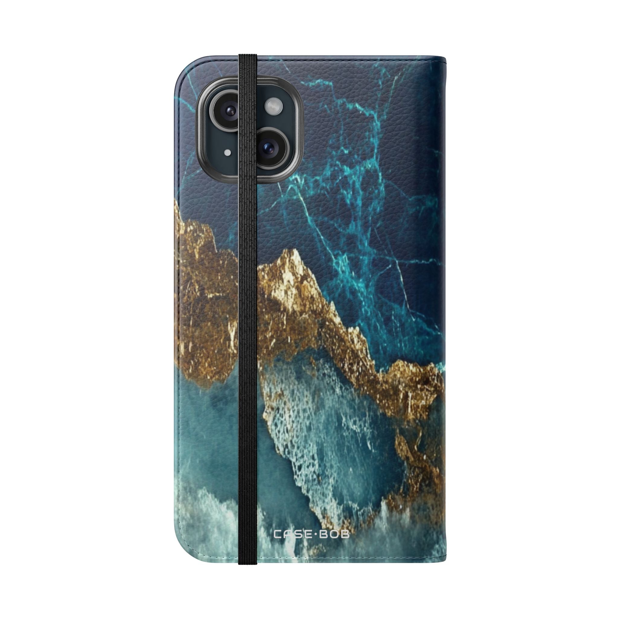 Golden Fracture Teal - iPhone 15 Plus Case - Wallet