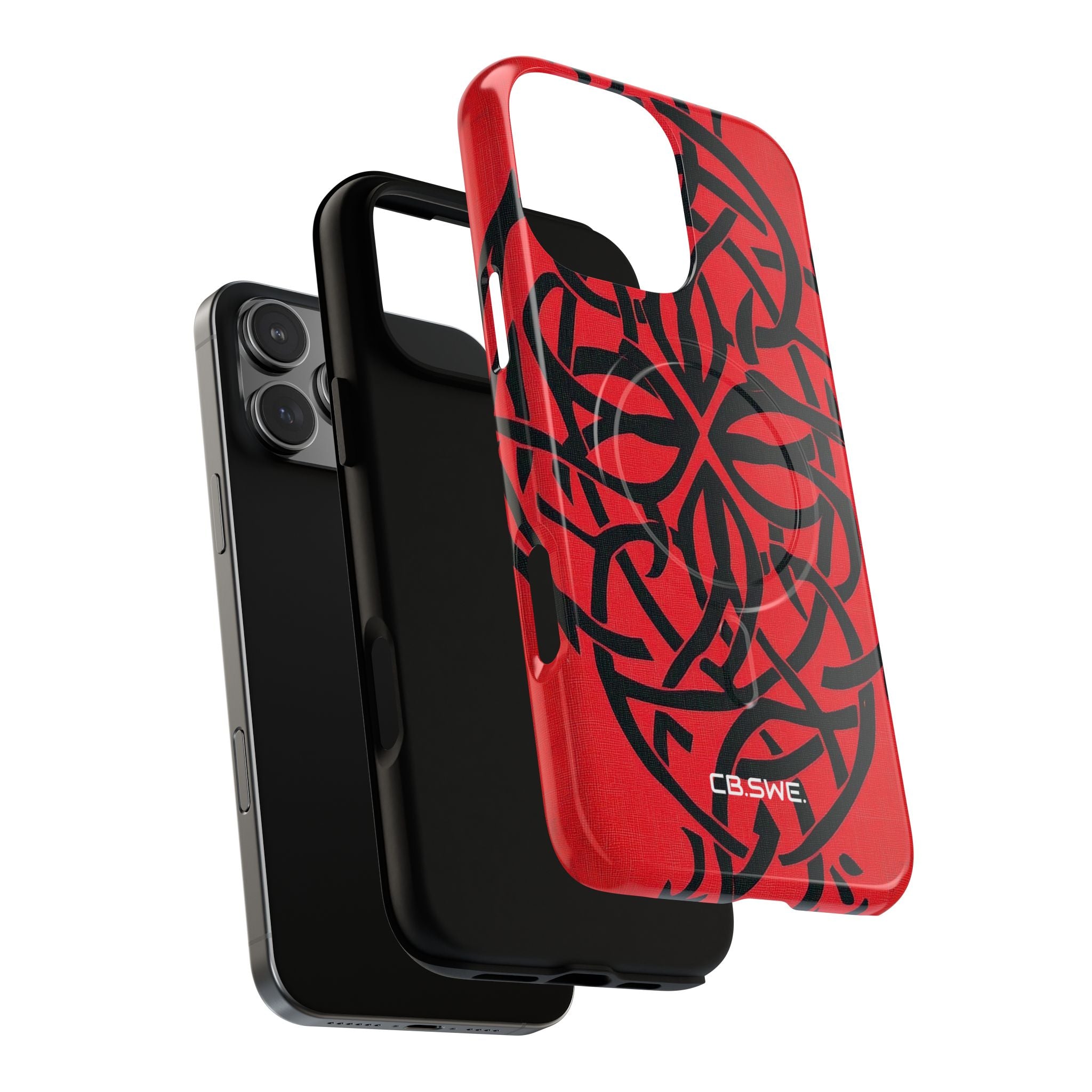 Wunderschöne rote symmetrische keltische Symbole Gothic Standard iPhone 16 - Tough+