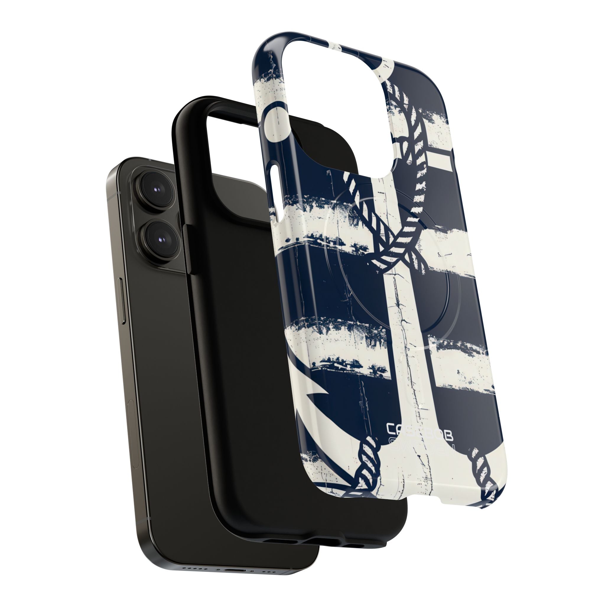 Navy Anchor Stripes iPhone 14 - Tough+