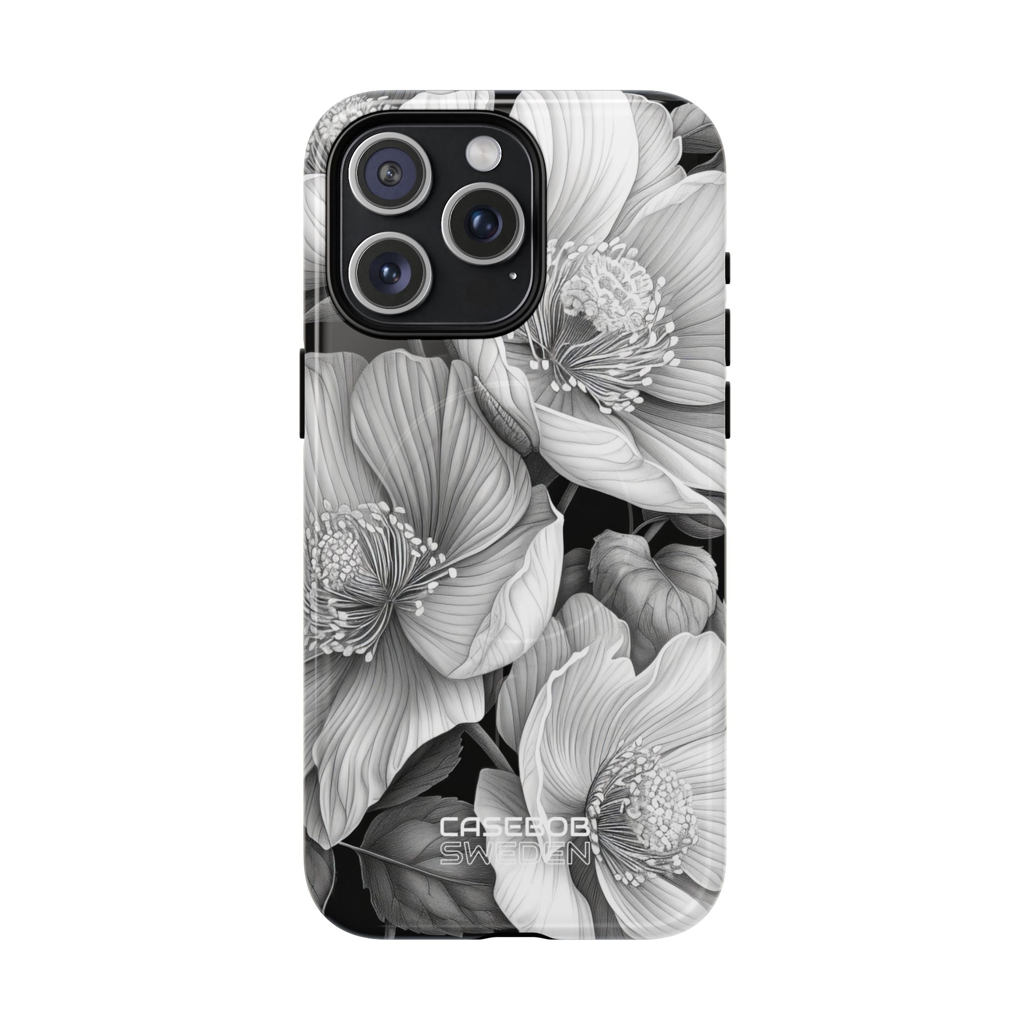 Monochrome Petal Dance iPhone 15 – Robust+