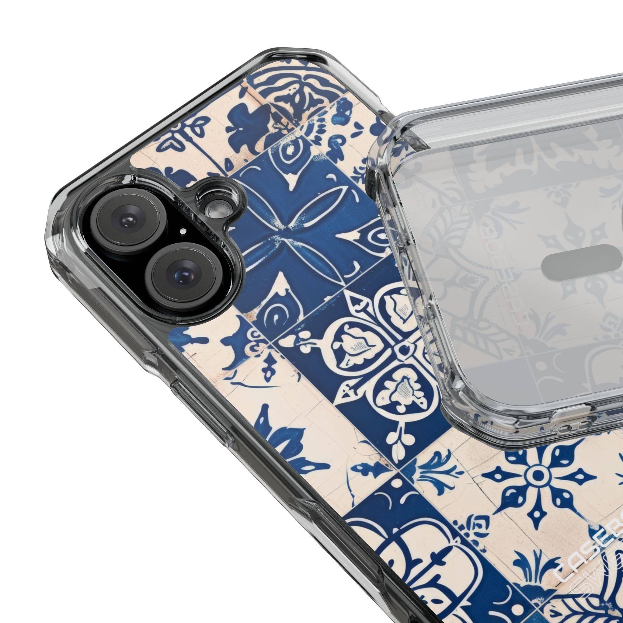 Ornate Blue Tiles iPhone 16 - Impact Clear+