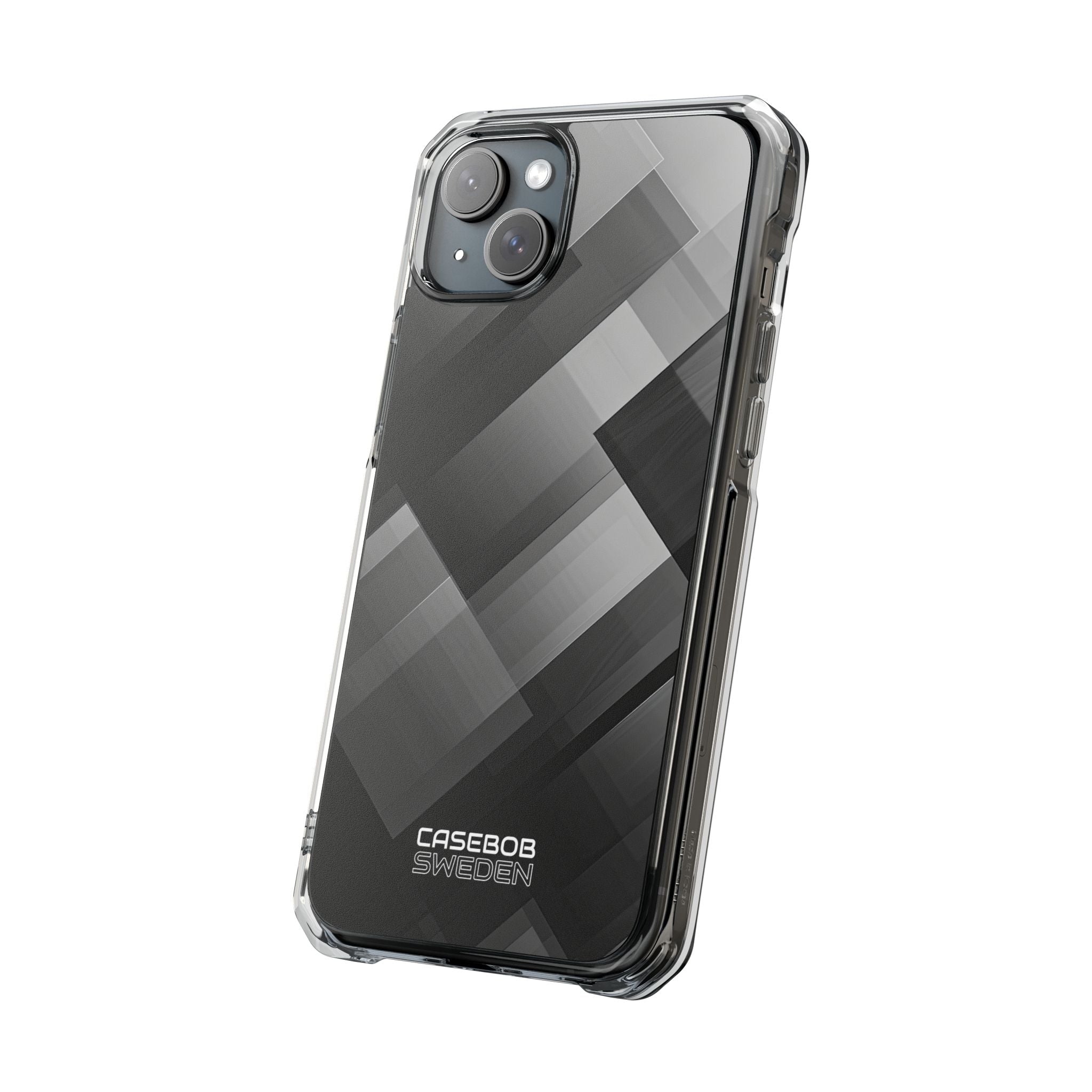 Grayscale Geometric Layers iPhone 15 - Impact Clear+
