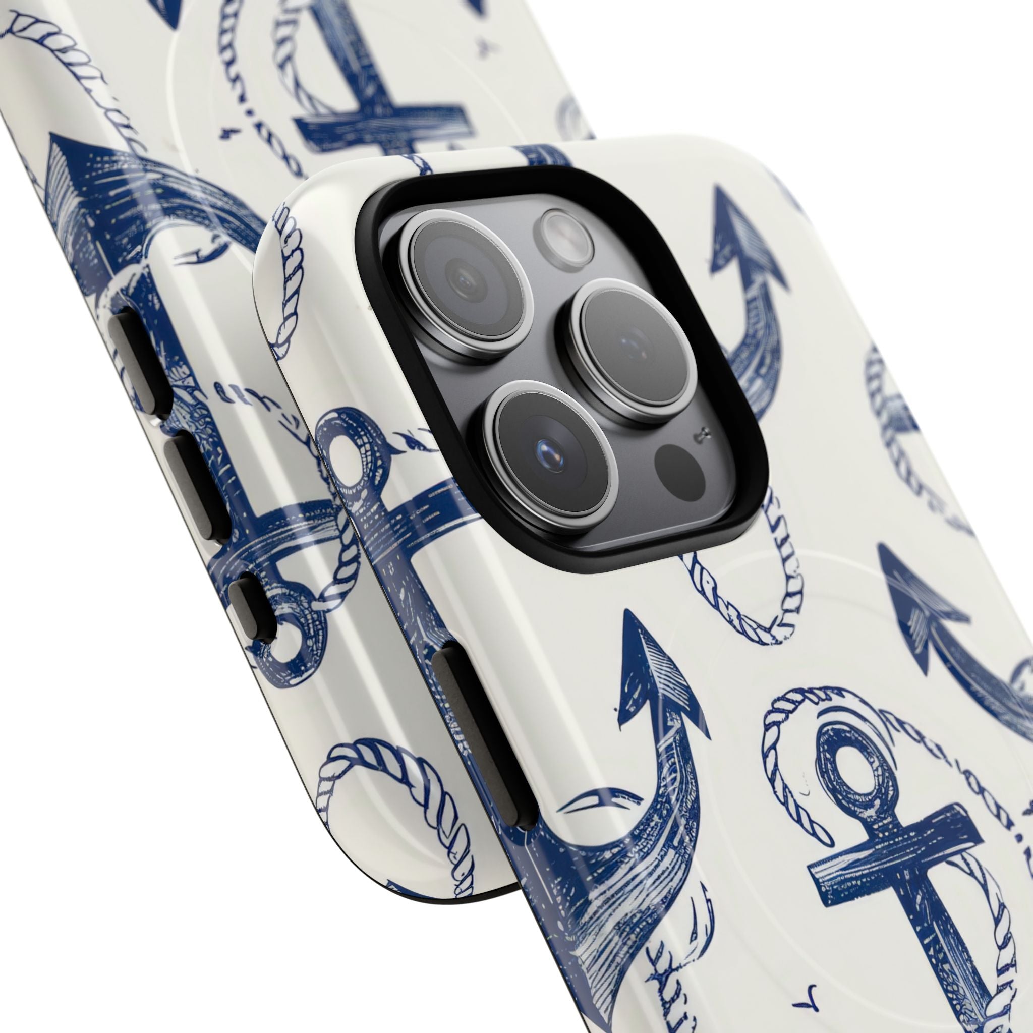 Navy Anchor Tapestry iPhone 15 - Tough+