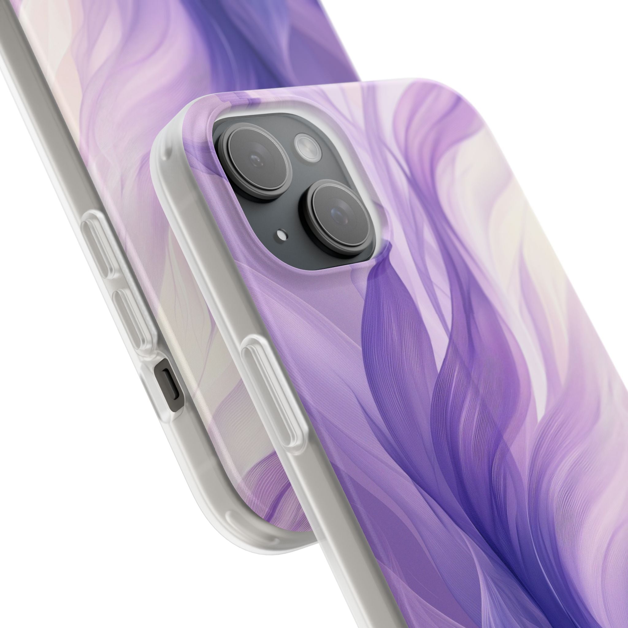 Purple Ribbon Waves iPhone 15 Plus Case - Soft