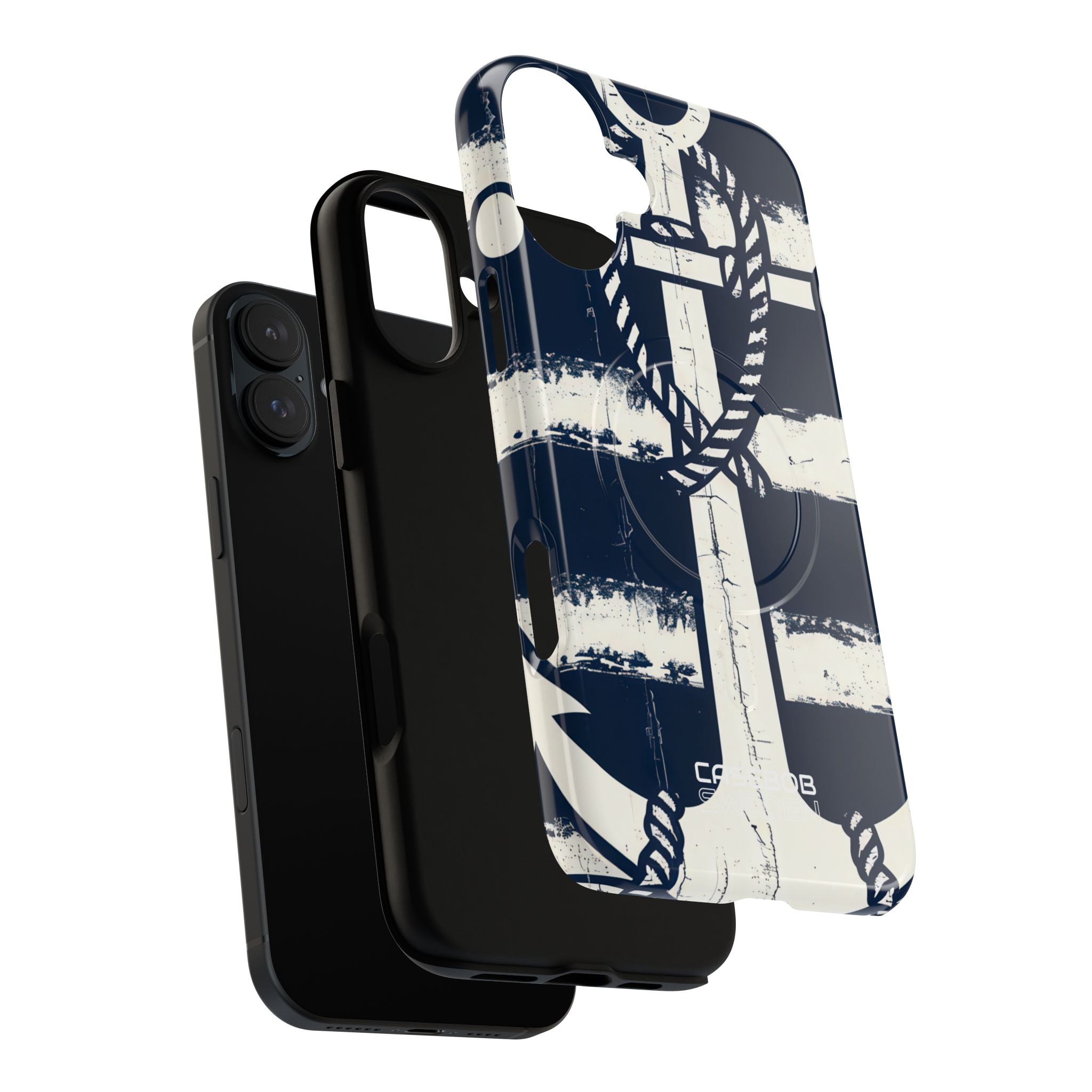 Navy Anchor Stripes iPhone 16 - Tough+