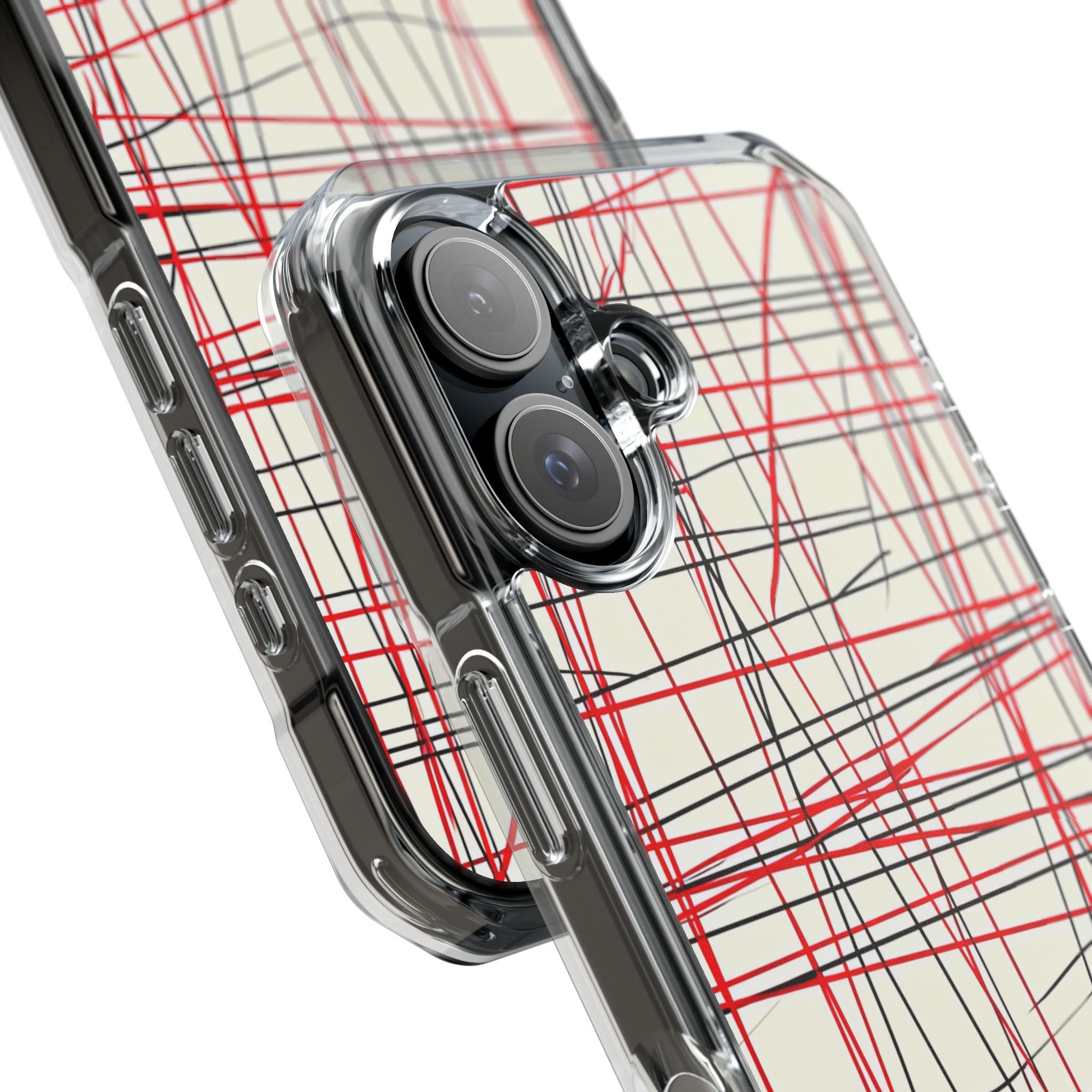 Crimson Wire Tangle iPhone 16 - Impact Clear+