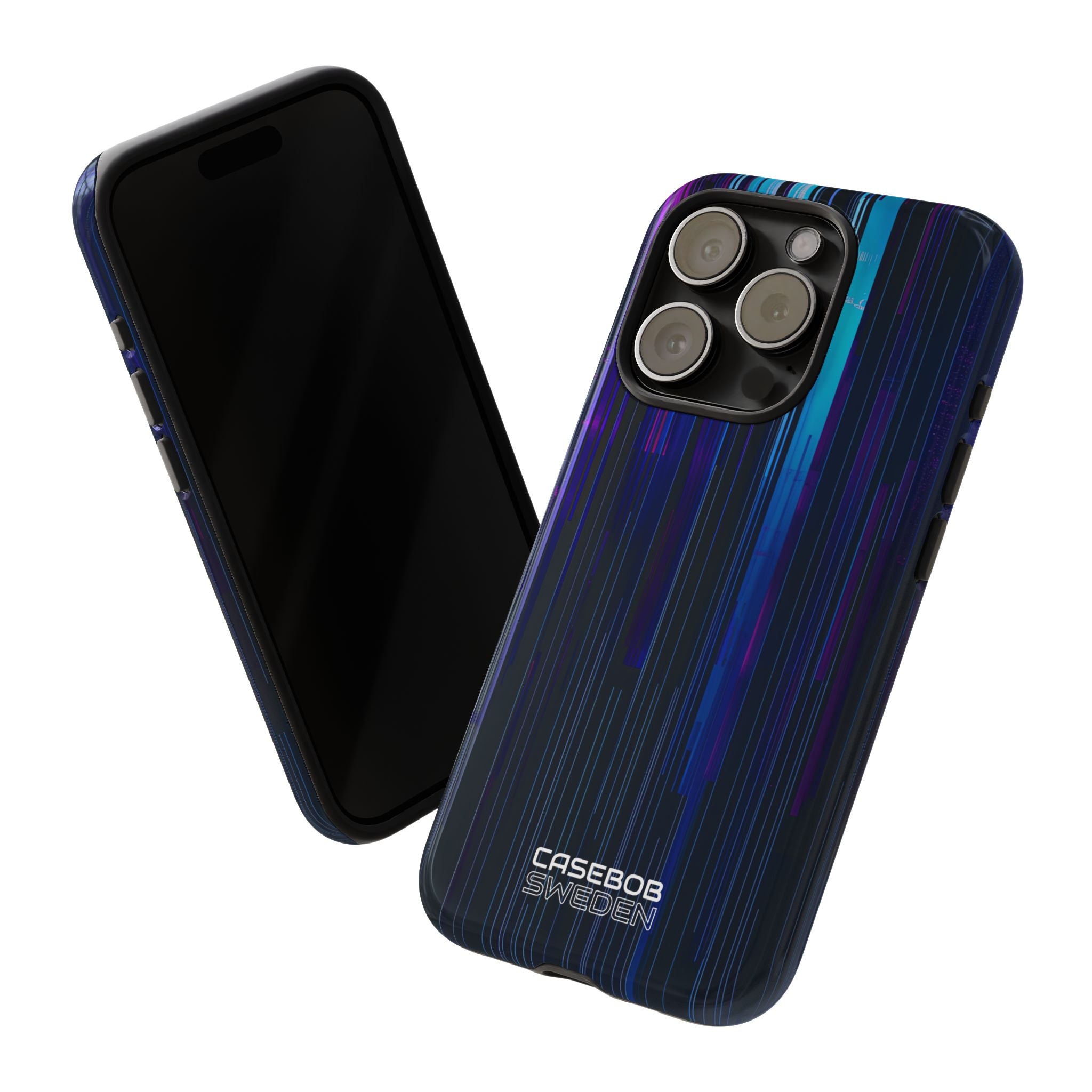 Neon Glitch Stripes iPhone 15 - Tough