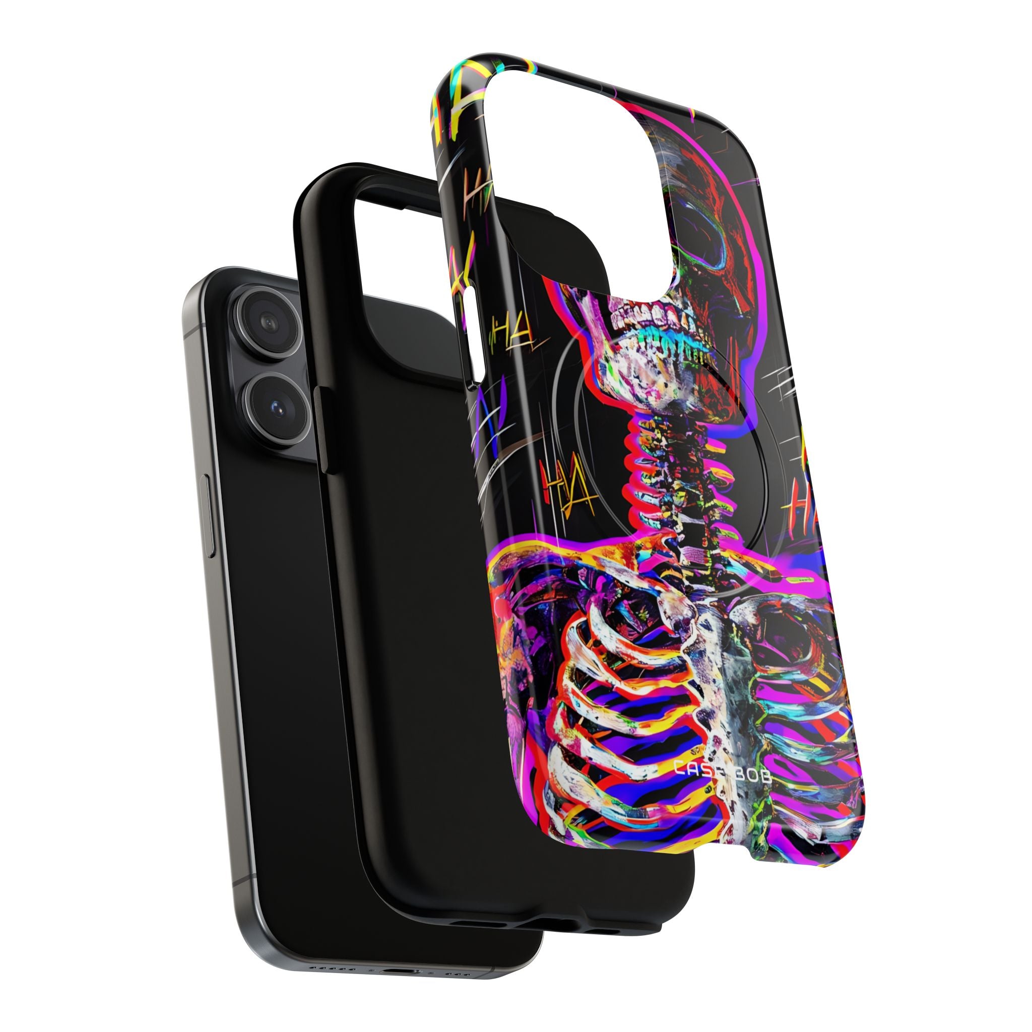 Neon Skeleton Laugh iPhone 15 Pro Case - Tough+