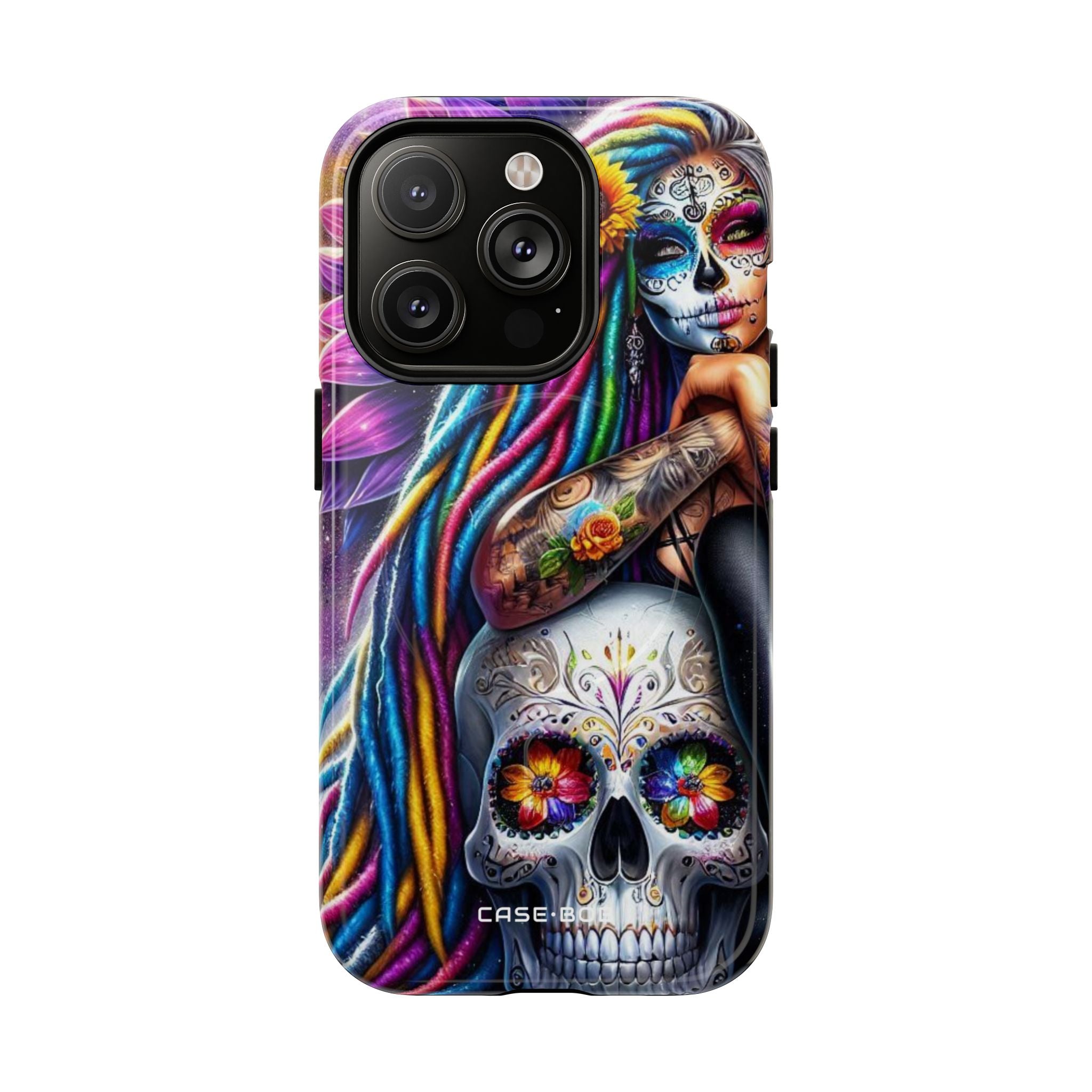Sunflower Skull Glow iPhone 14 Pro Case - Tough+
