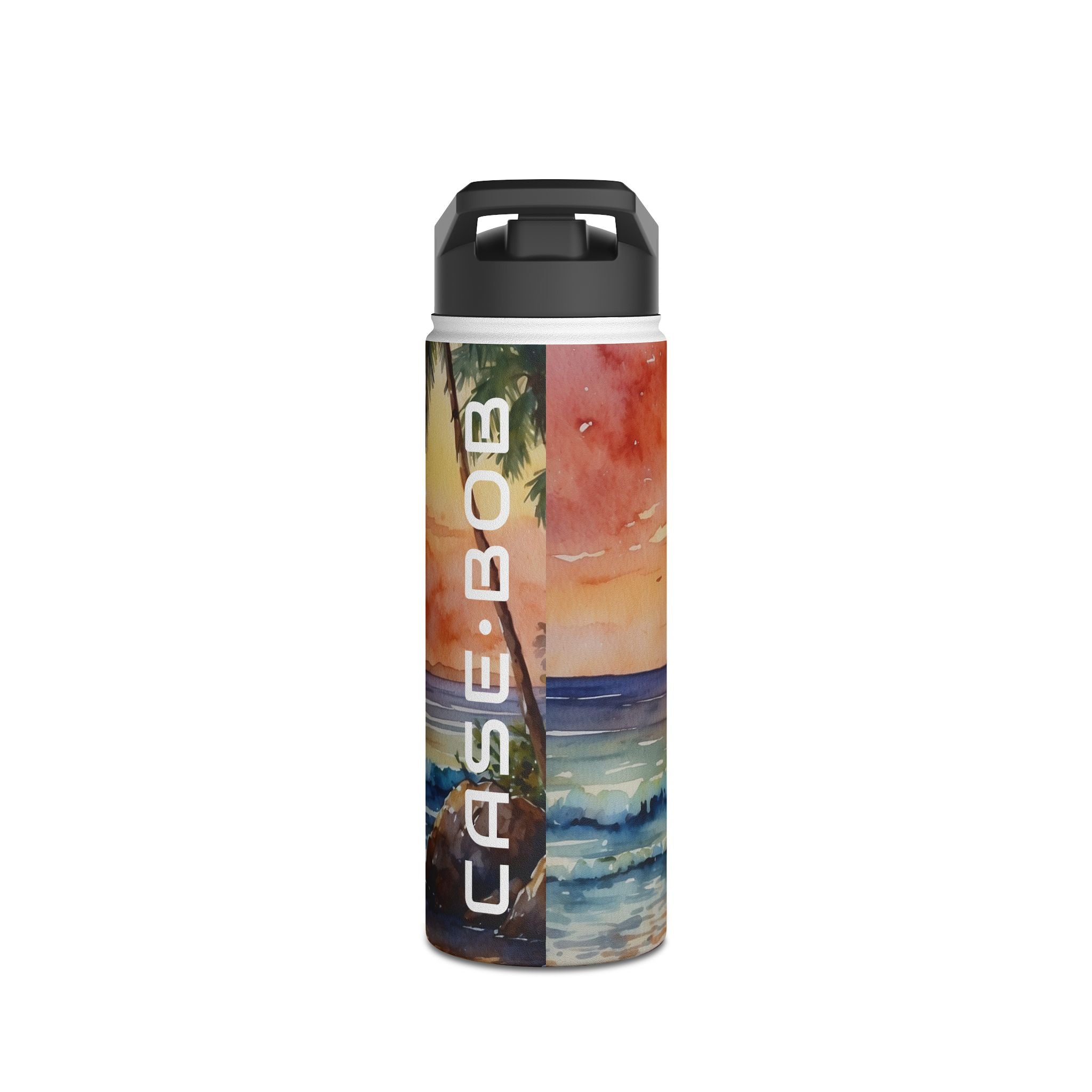 Golden Palm Sunset - Stainless Steel Water Bottle