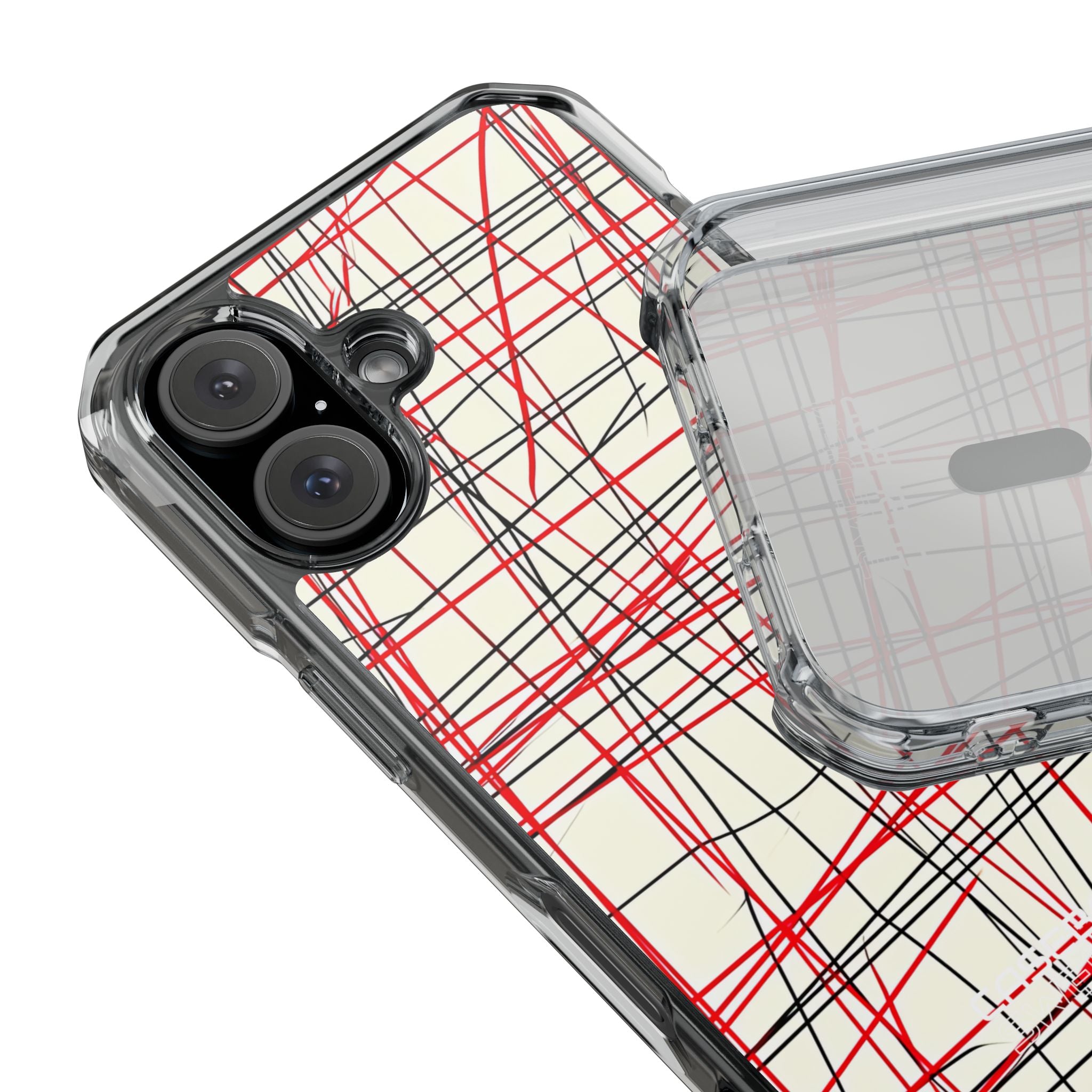 Crimson Wire Tangle iPhone 16 - Impact Clear+