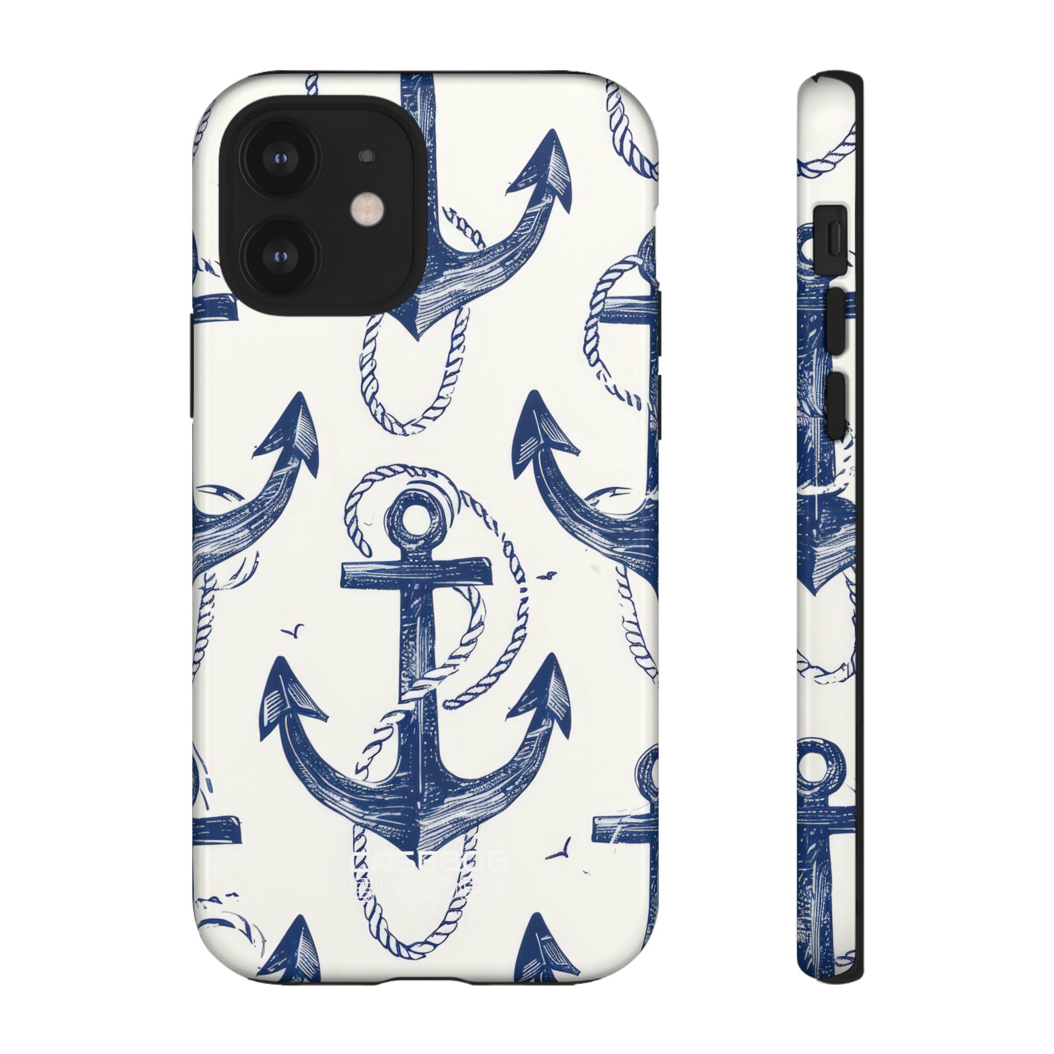 Navy Anchor Tapestry iPhone 12 - Tough