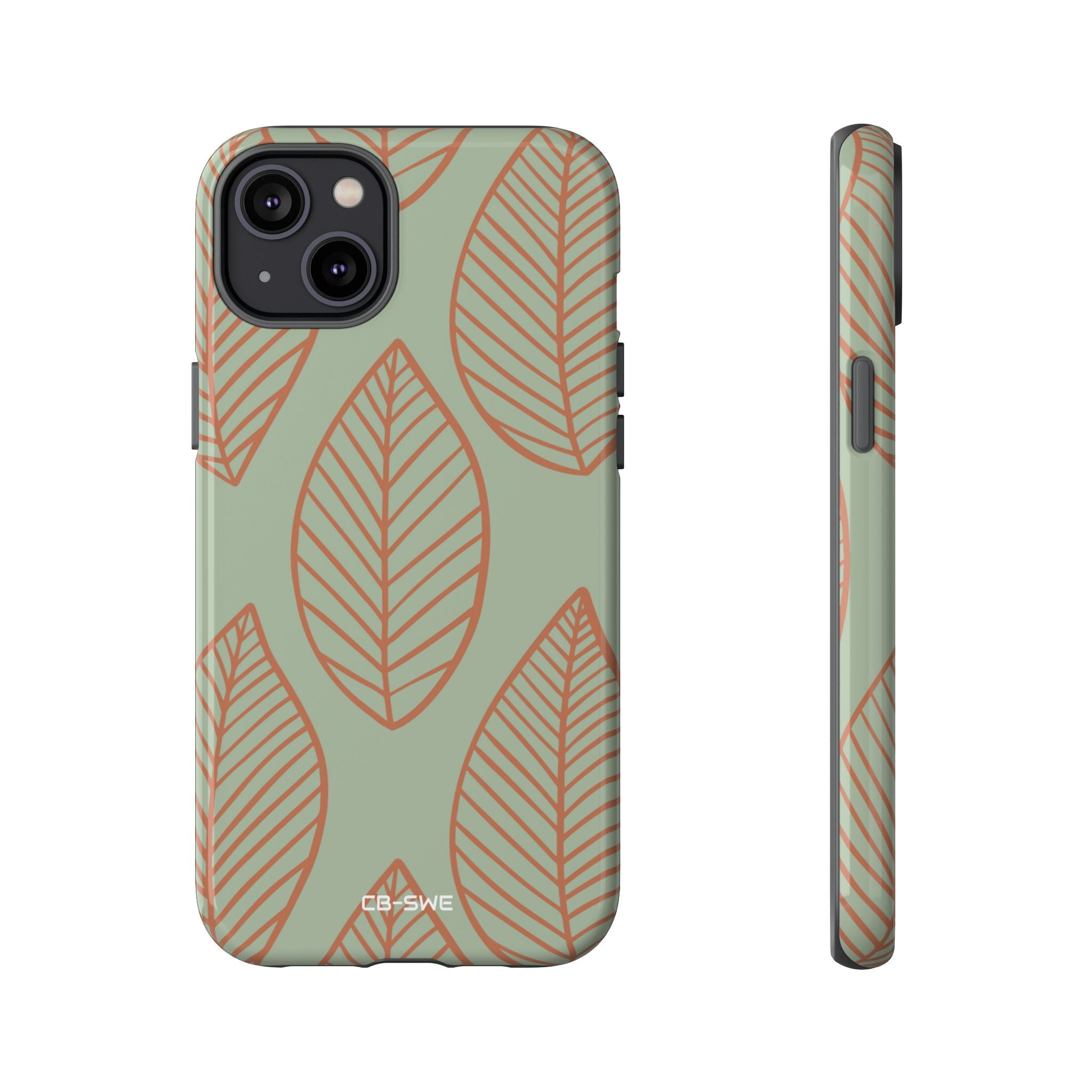 Mint and Orange Leaves - iPhone Case