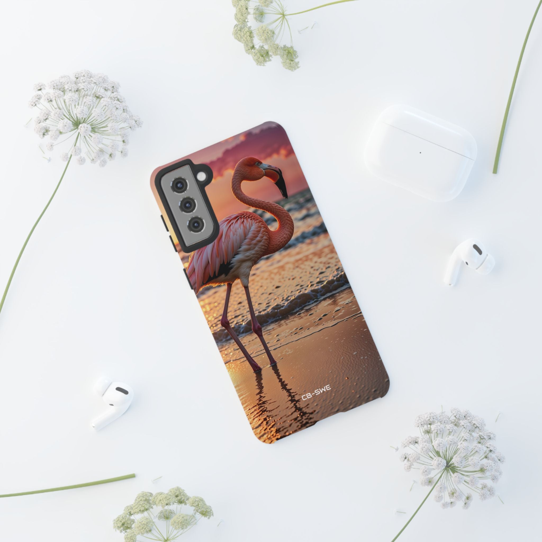 Sunset Flamingo Stand - Samsung Case
