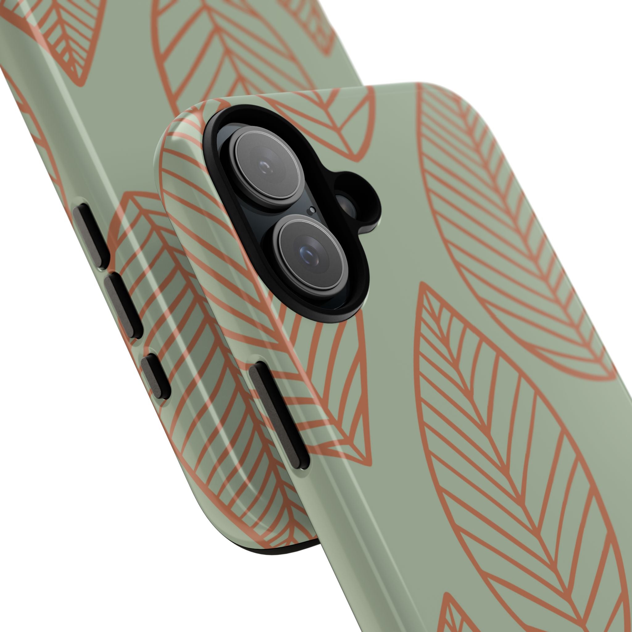 Mint and Orange Leaves - iPhone Case
