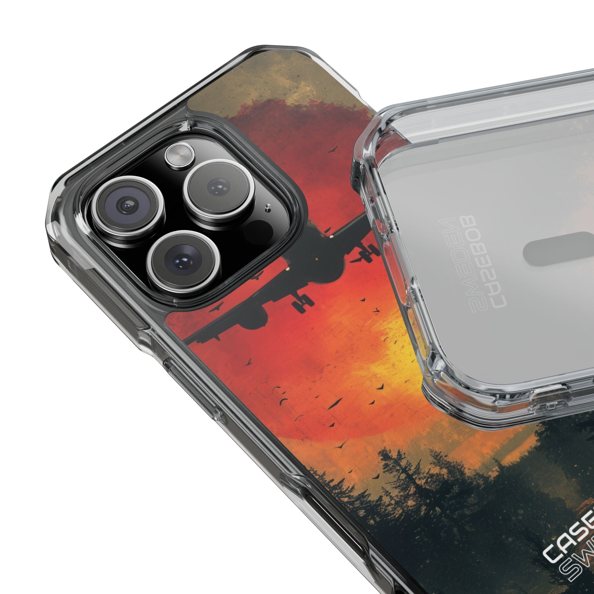 Crimson Sky Flight iPhone 16 - Impact Clear+