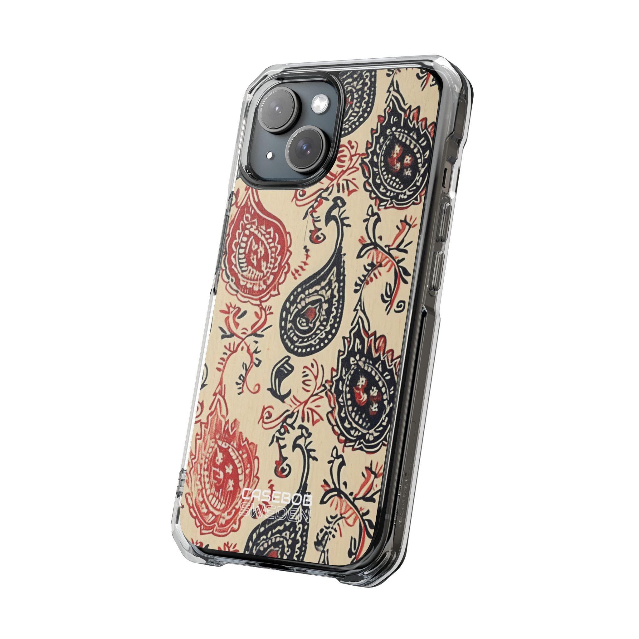 Navy Paisley Swirl iPhone 15 - Impact Clear+