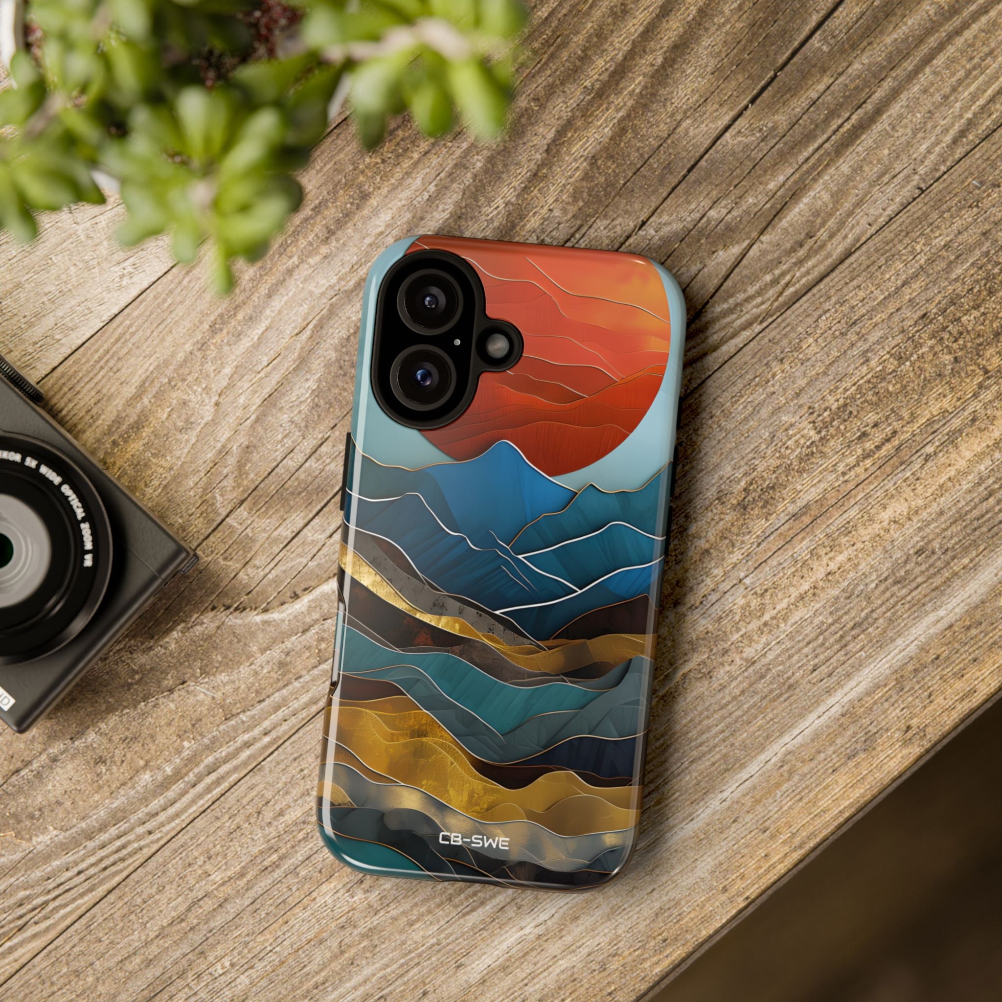 Sunset Geometry Waves - iPhone Case