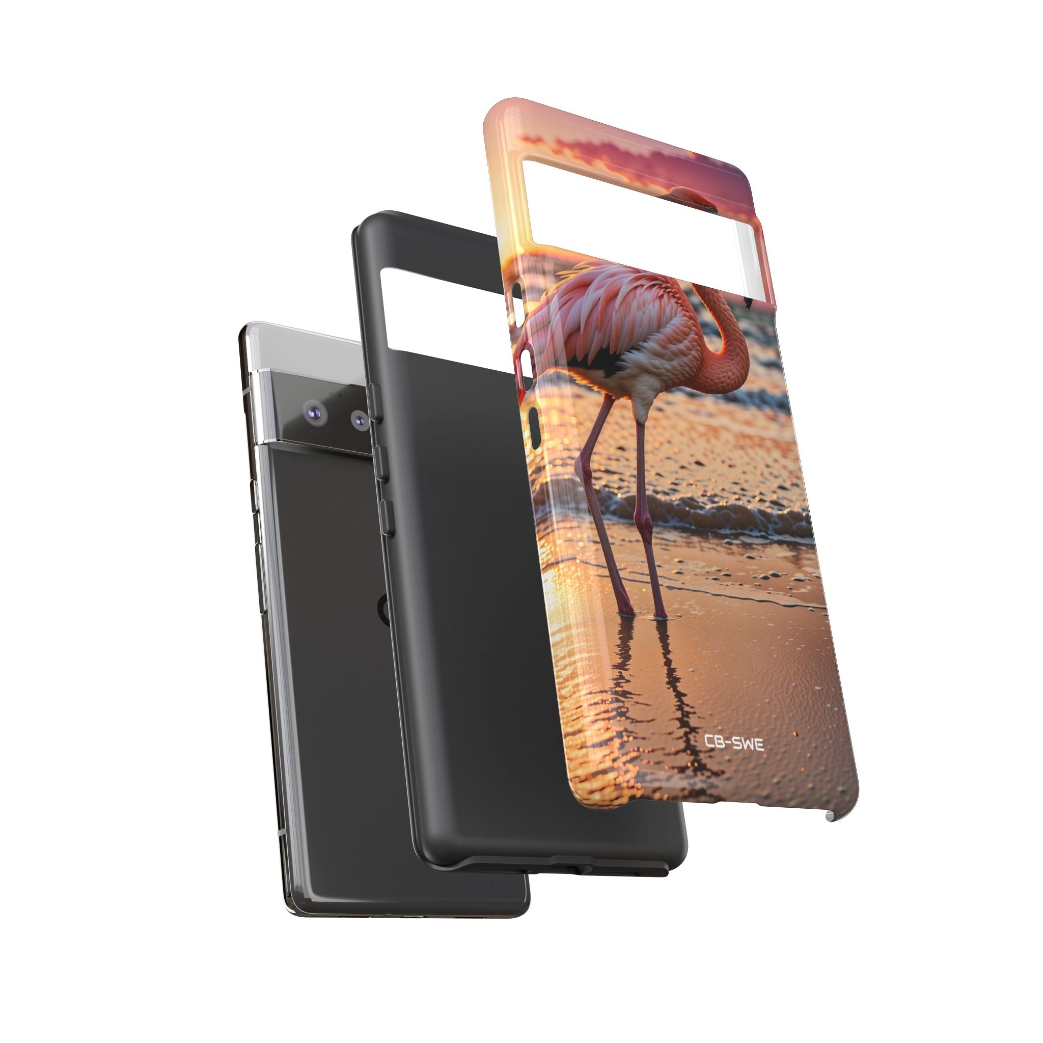 Sunset Flamingo Stand - Google Pixel Case