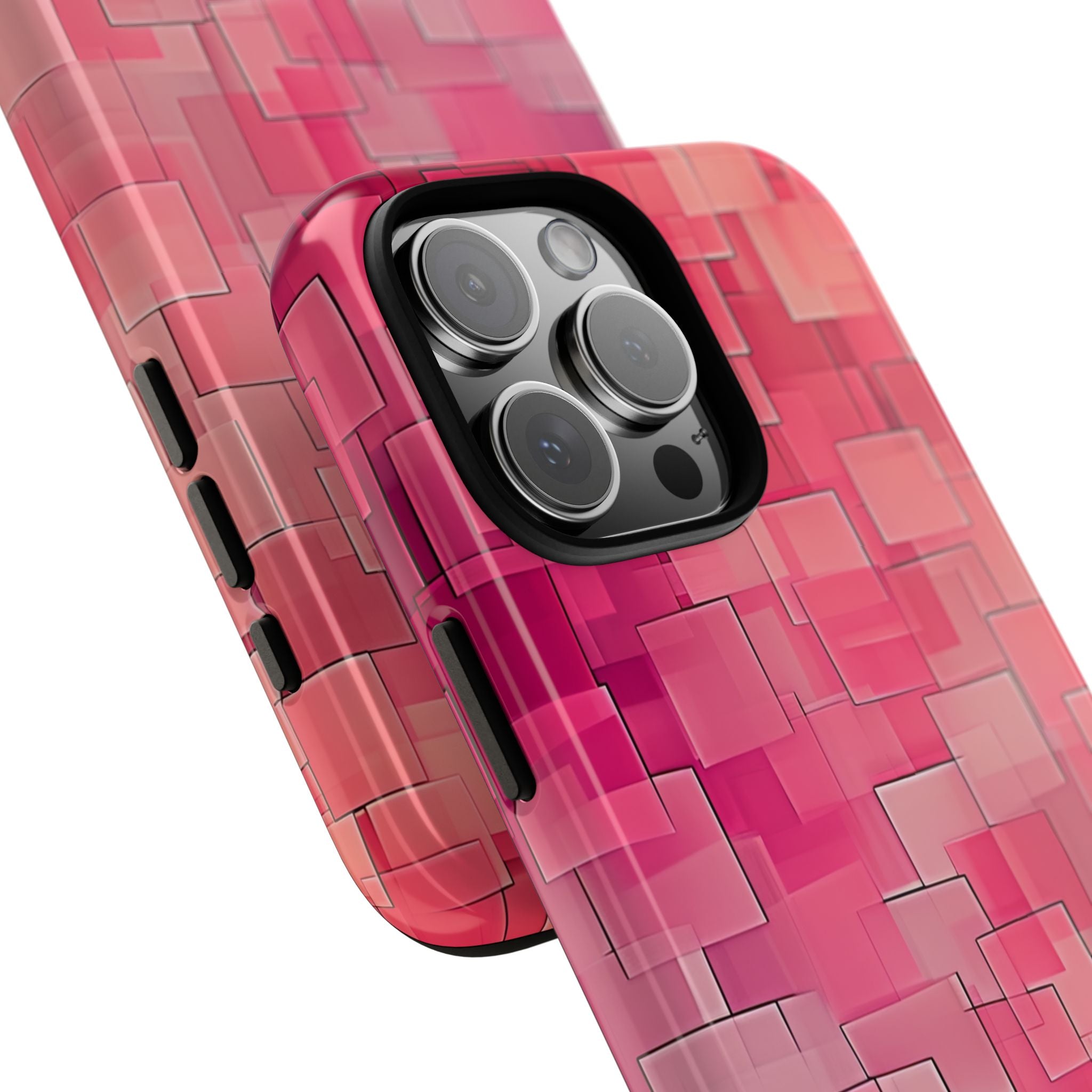 Gelaagde roze geometrie iPhone 16 - Tough