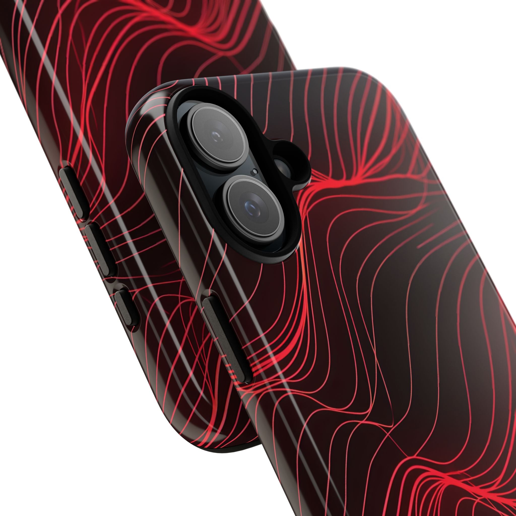 Crimson Waveform Flow iPhone 16 - Tough