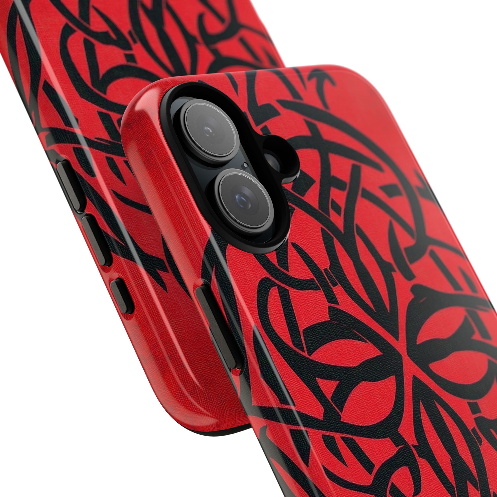 Wunderschöne rote symmetrische keltische Symbole Gothic Standard iPhone 16 - Robust