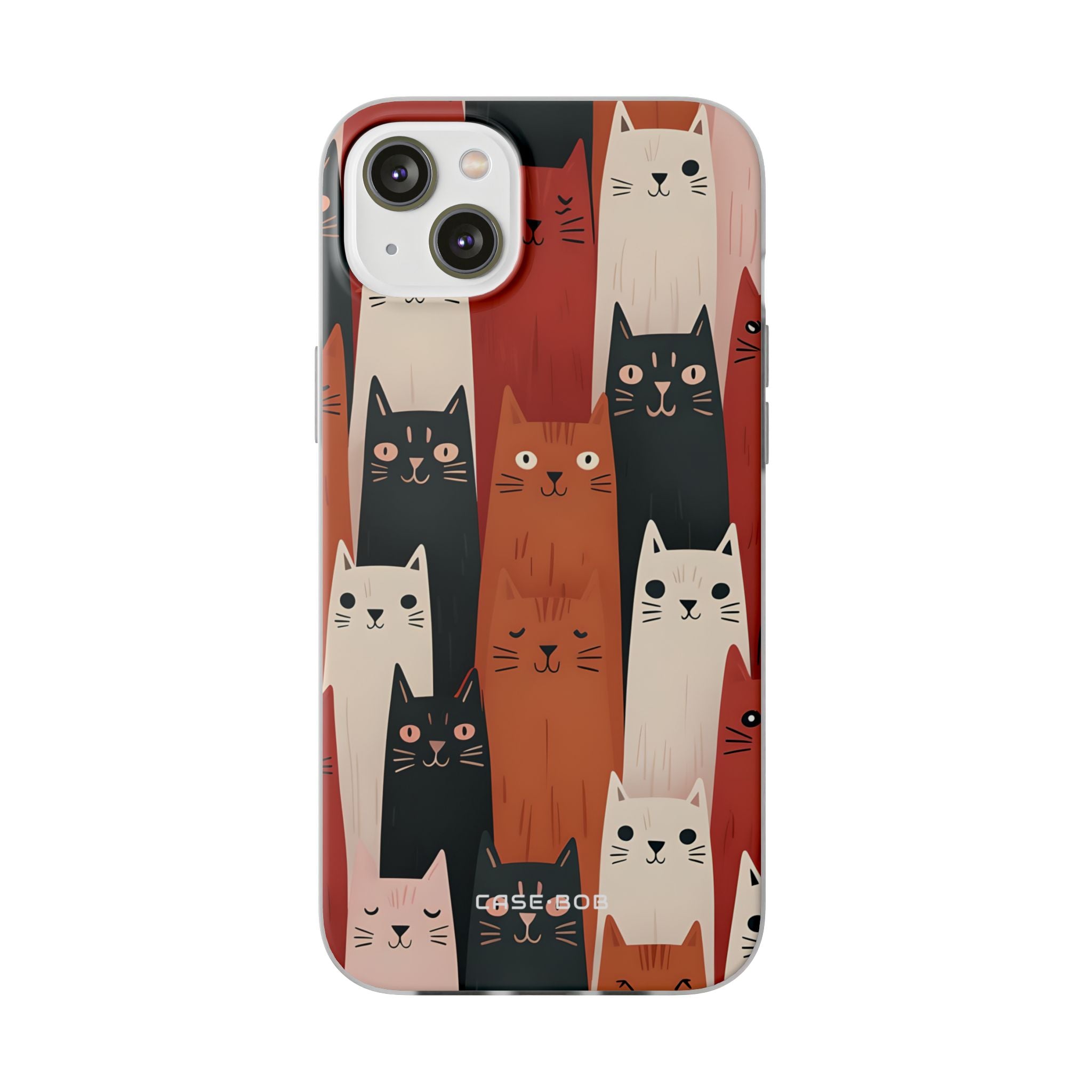 Elongated Cats Black iPhone 14 Plus Case - Soft