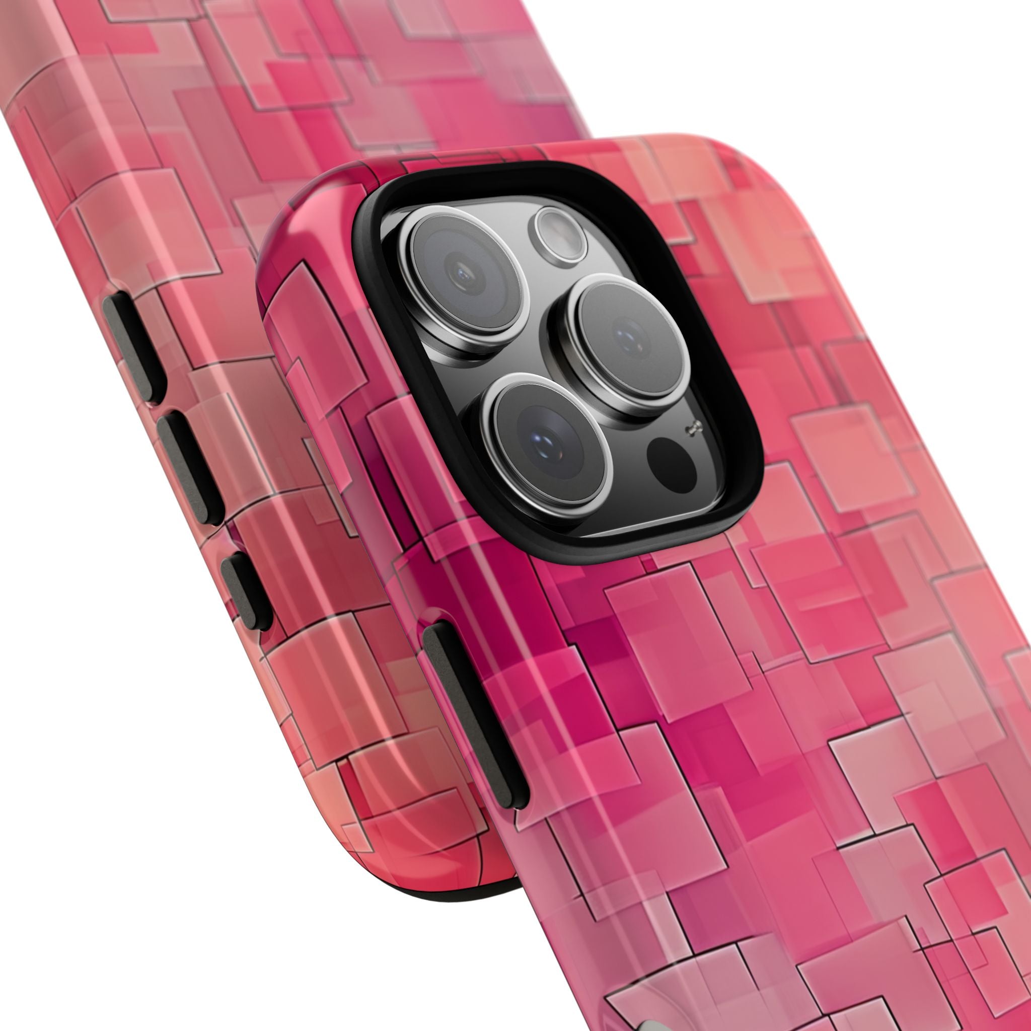 Gelaagde roze geometrie iPhone 16 - Tough