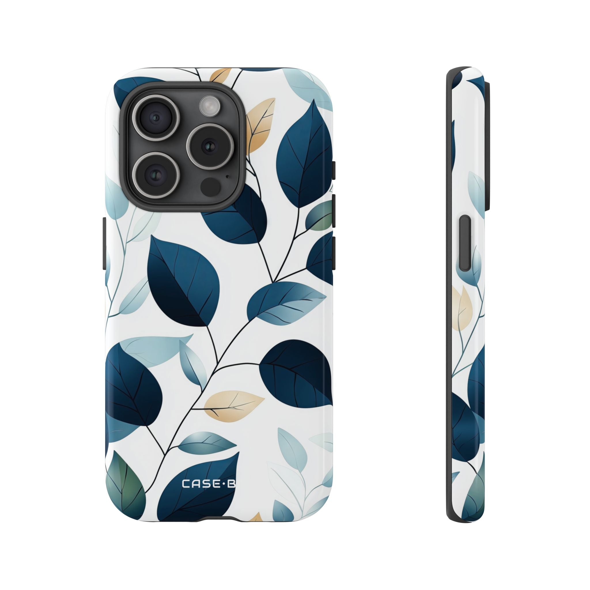 Navy Leaf Veins iPhone 15 Pro Case - Tough