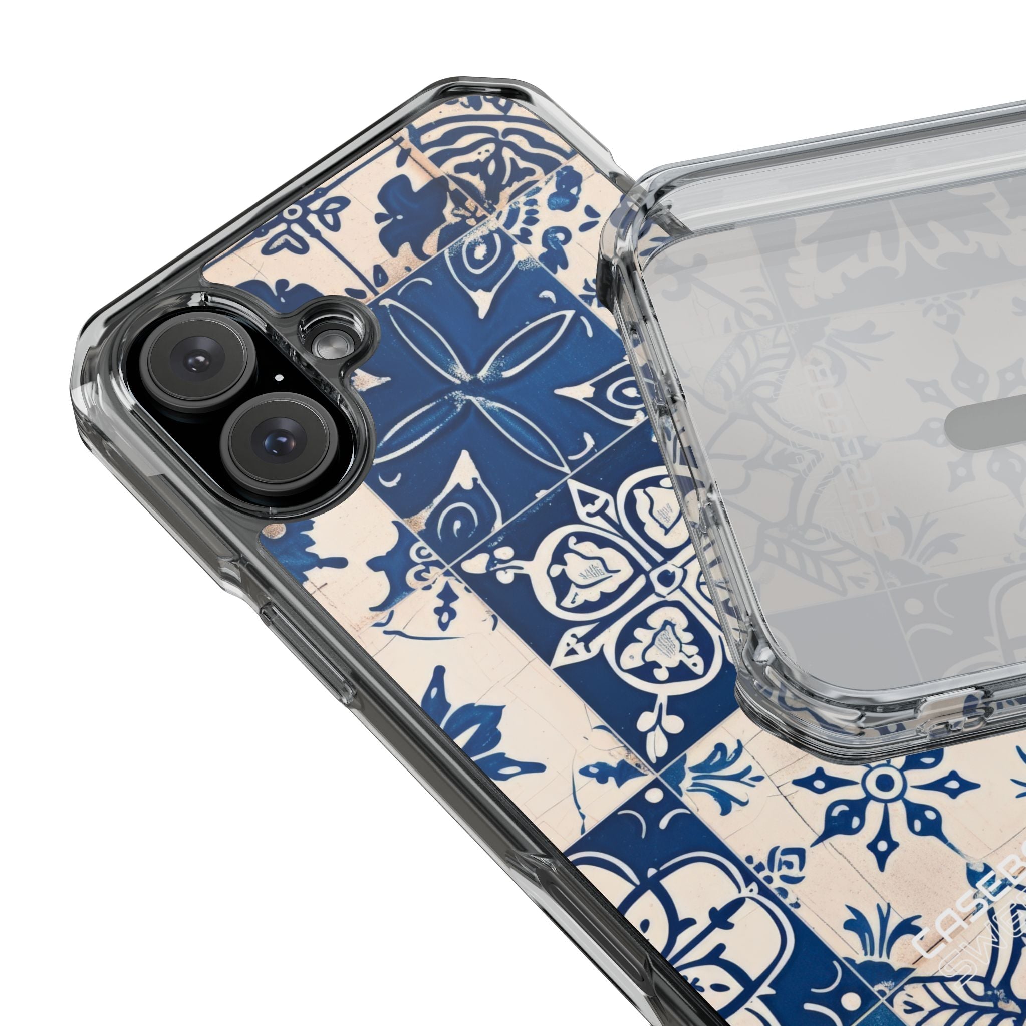 Ornate Blue Tiles iPhone 16 - Impact Clear+