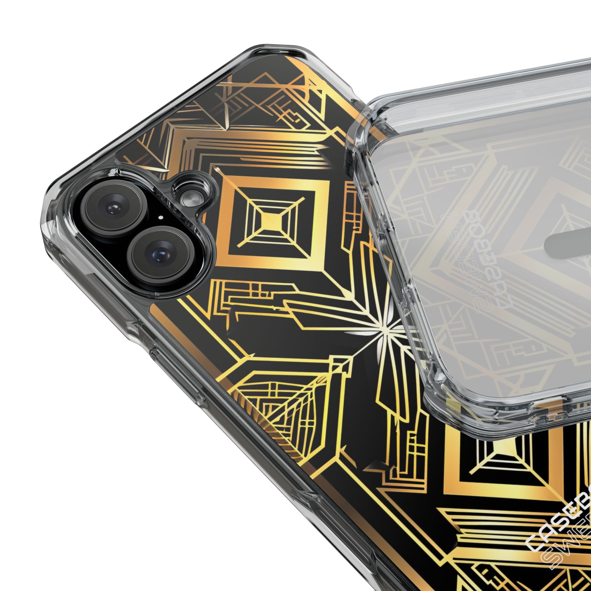 Golden Geometric Symphony iPhone 16 - Impact Clear+