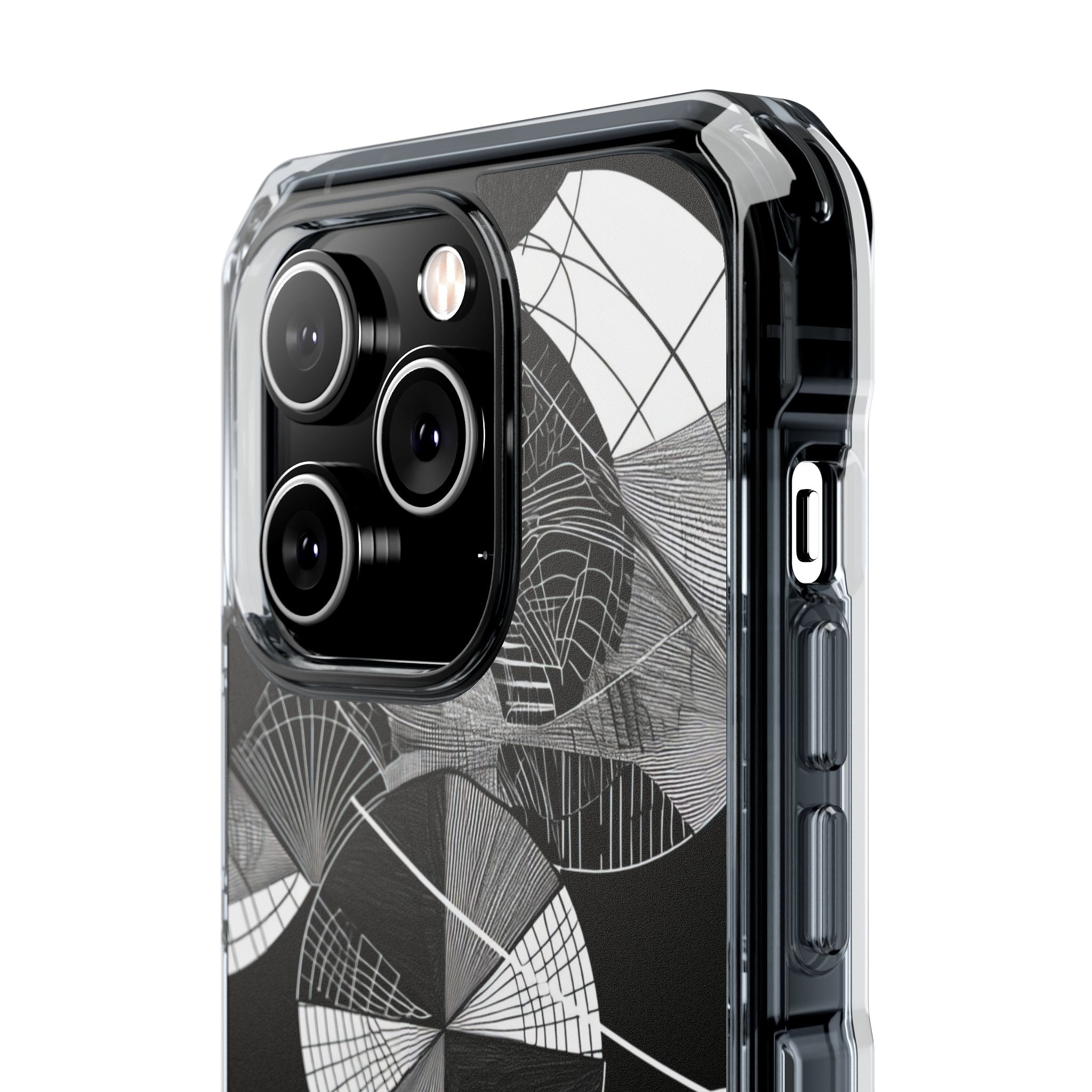 Monochrome Circle Maze iPhone 14 - Impact Clear+
