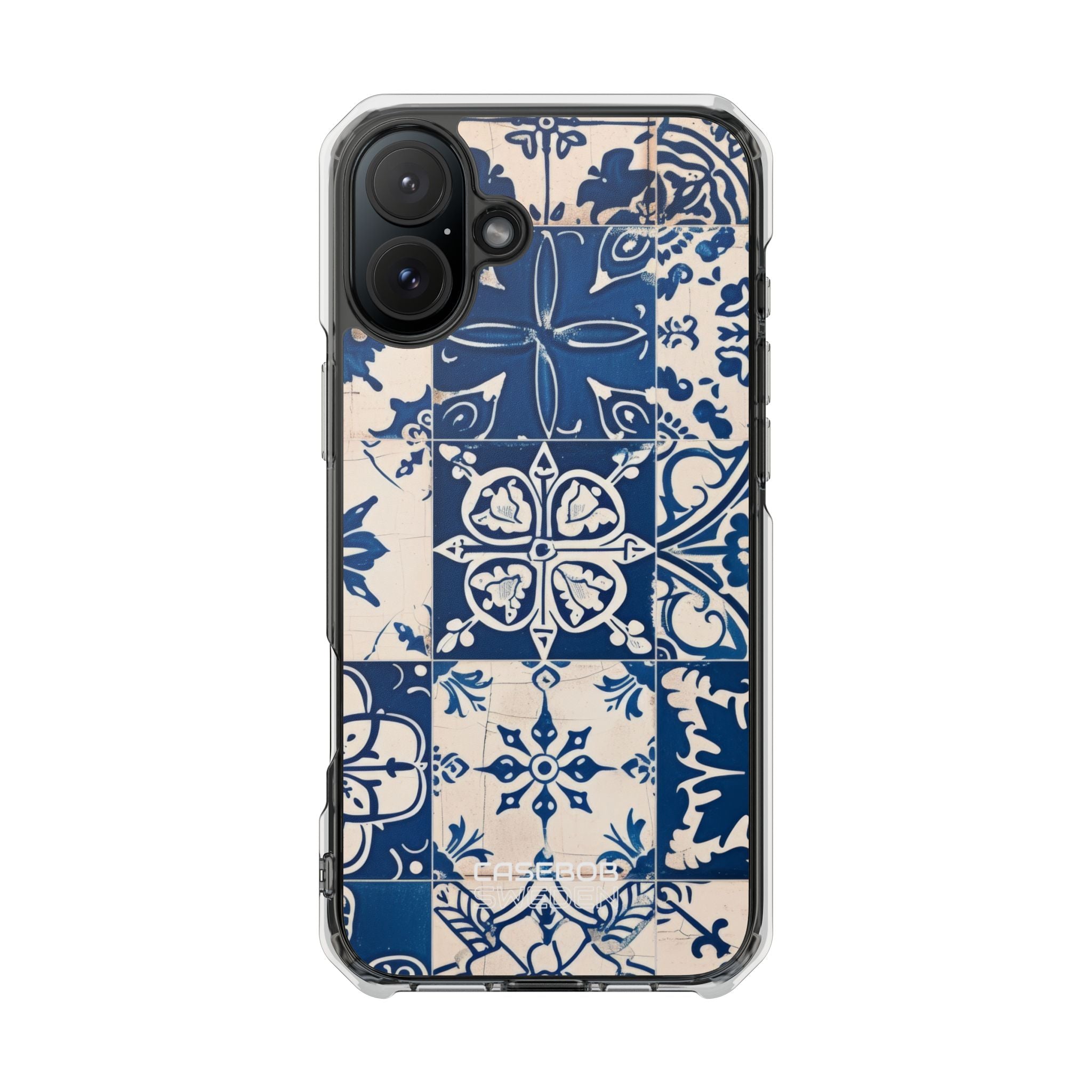 Ornate Blue Tiles iPhone 16 - Impact Clear+