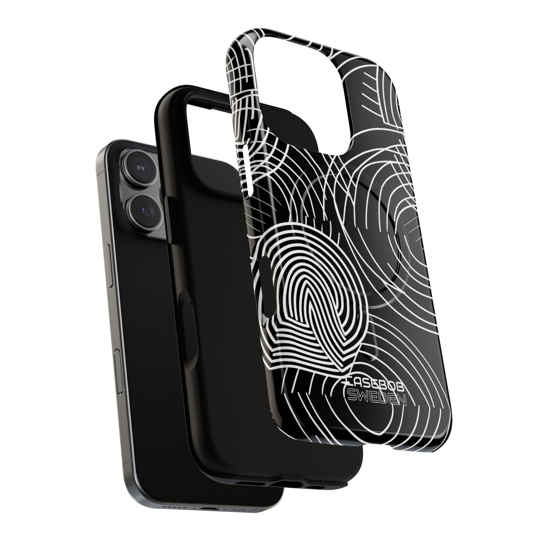 Monochrome Spiral Curves iPhone 16 - Tough+