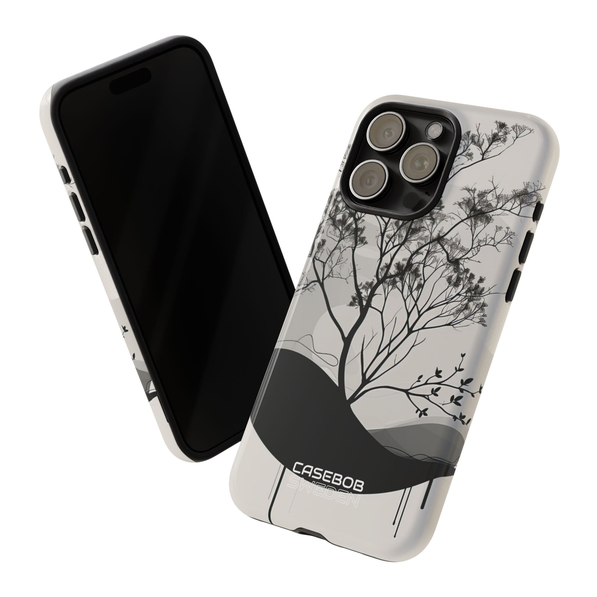 Monochrome Drip Tree iPhone 15 - Resistente