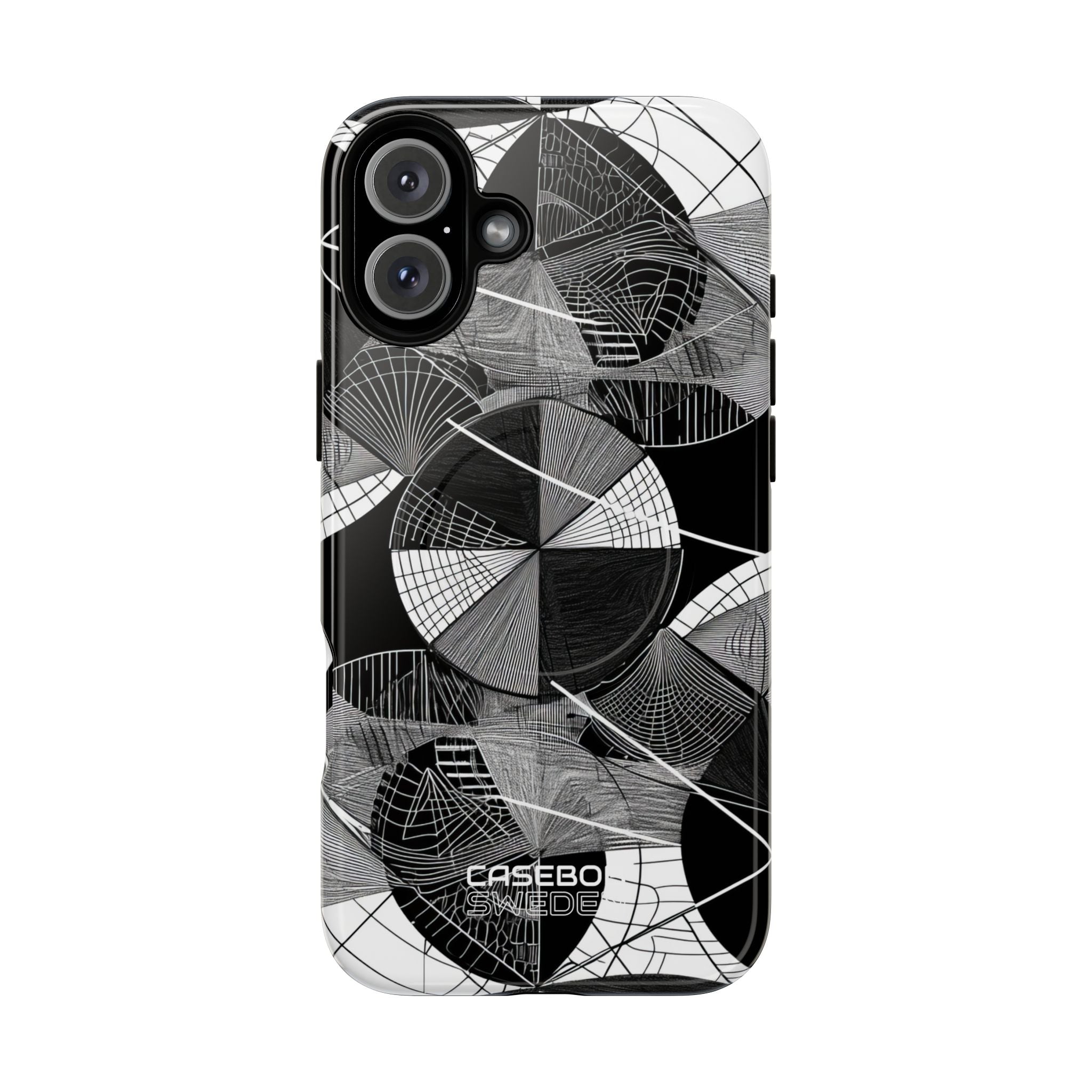 Monochrome Circle Maze iPhone 16 - Tough+