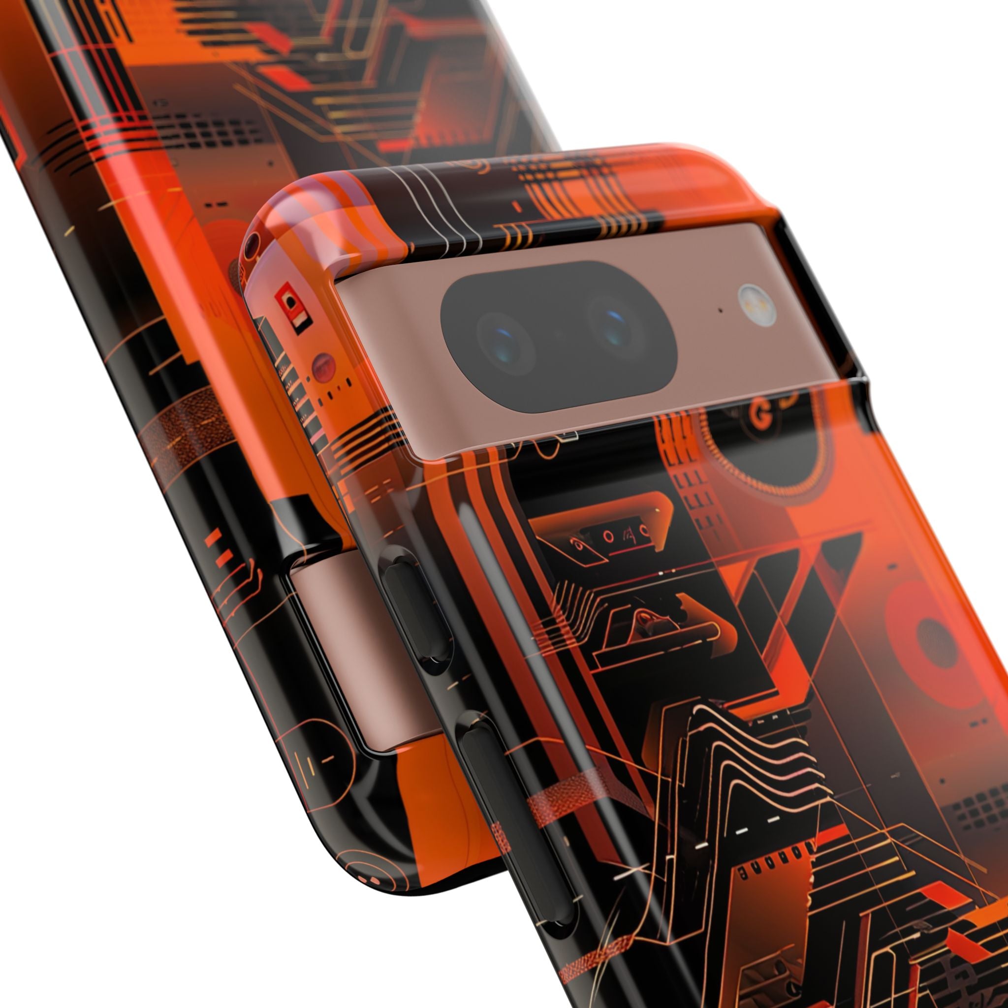 Orange Circuit Dreams Google Pixel 8 - Resistente