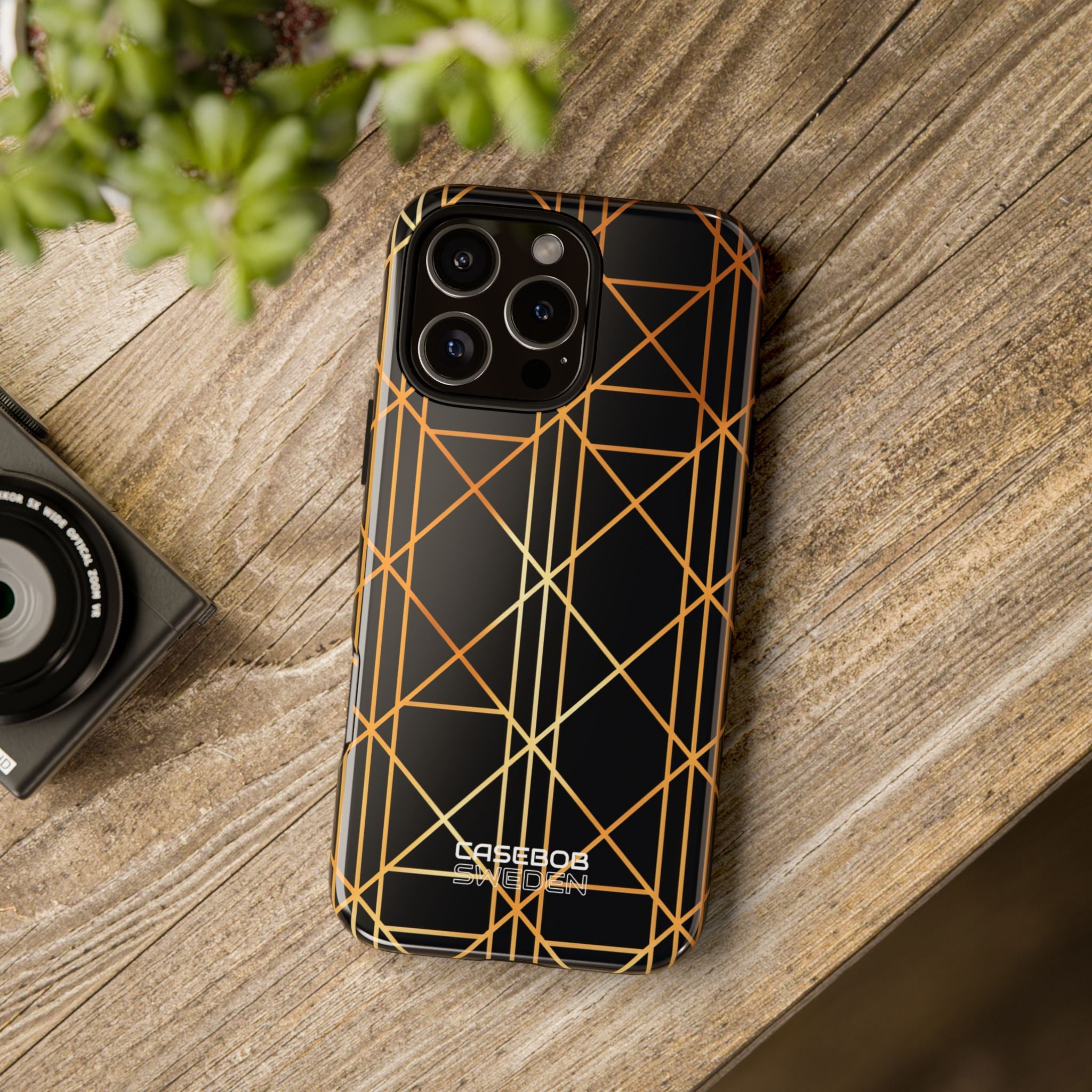 Golden Geometric Elegance iPhone 16 - Tough