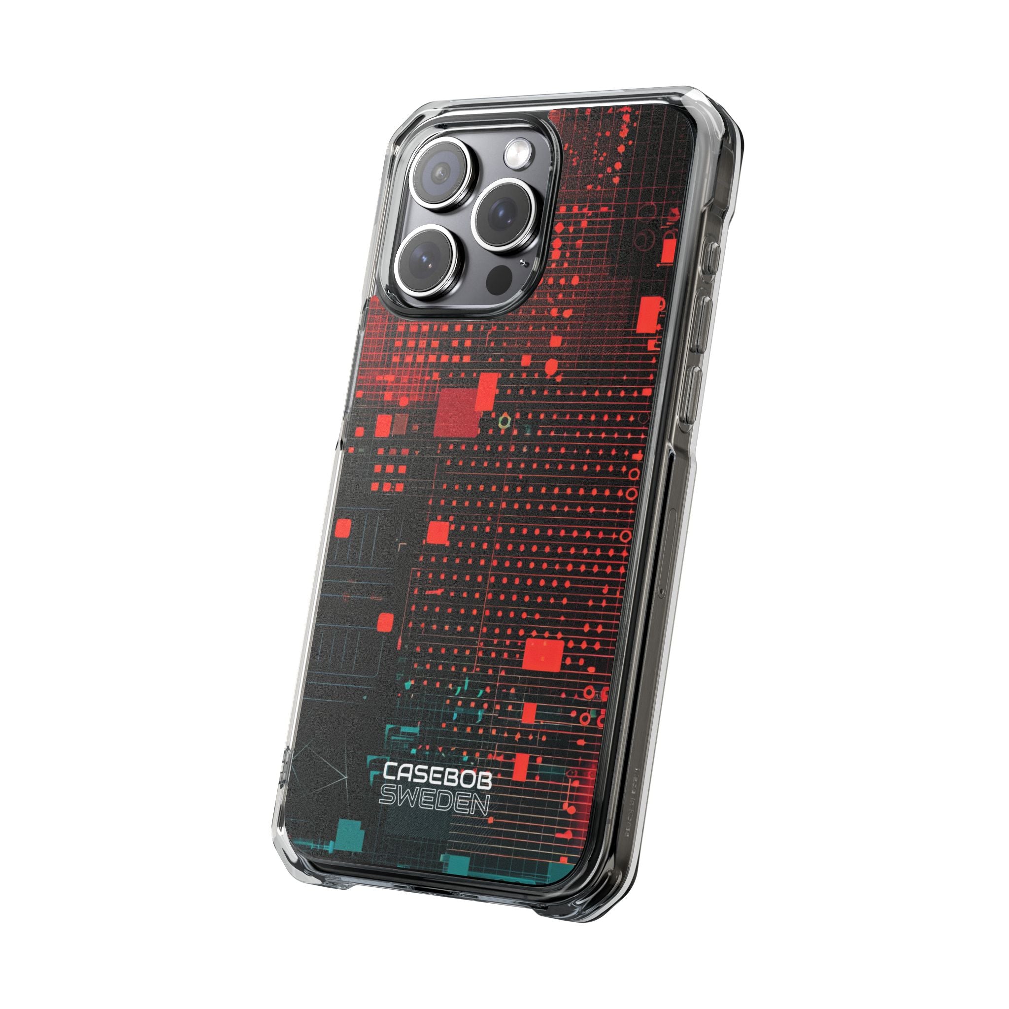 Crimson Circuit Grid iPhone 15 - Impact Clear+